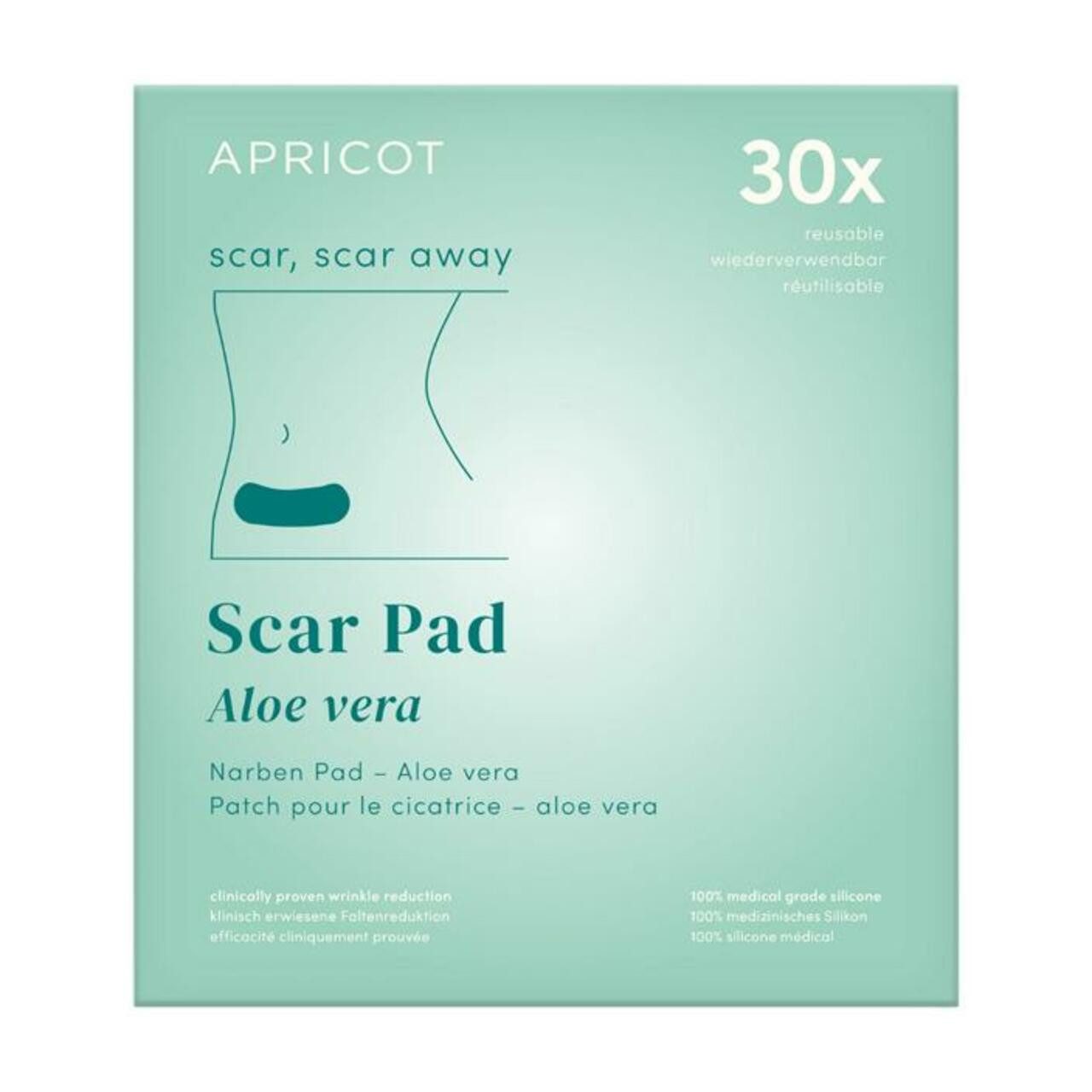 Apricot Körperpflegemittel Narben Pads Aloe Vera "scar scar away" aus medizinischem Silikon - 30, für Alle Hauttypen