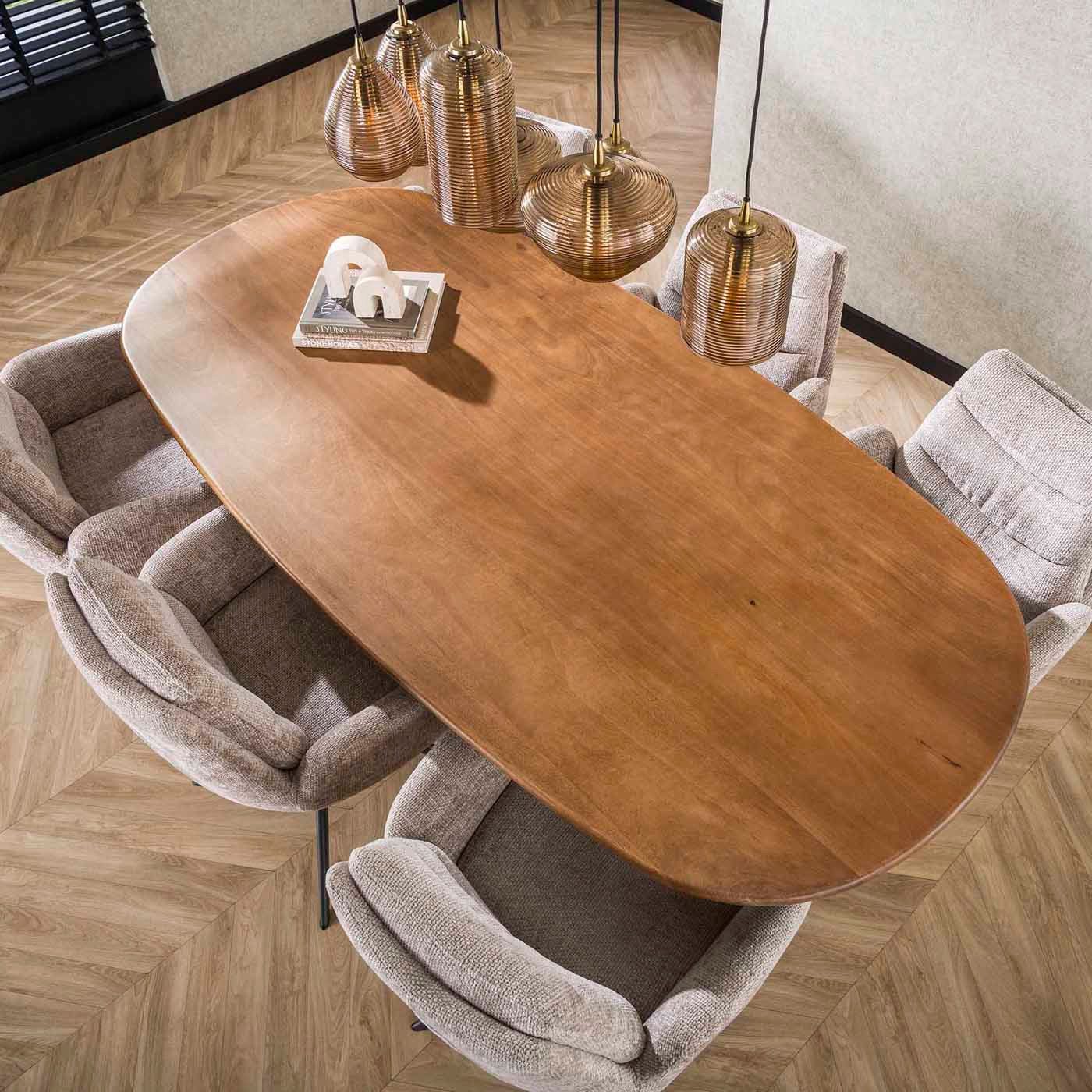 Maison ESTO Esstisch Esszimmertisch „Nordwood Oval“ Mangoholz mit Spinnenfuß 180 o. 215 cm, In zwei Größen erhältlich