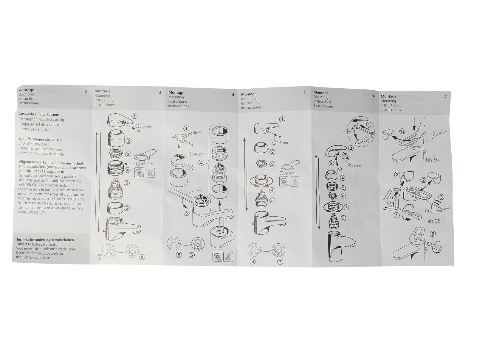 HANSA Armaturen-Befestigungselement ECO Kartusche Steuerpatrone 46 mm für Armaturen 59904601 – Bild 4 von 5