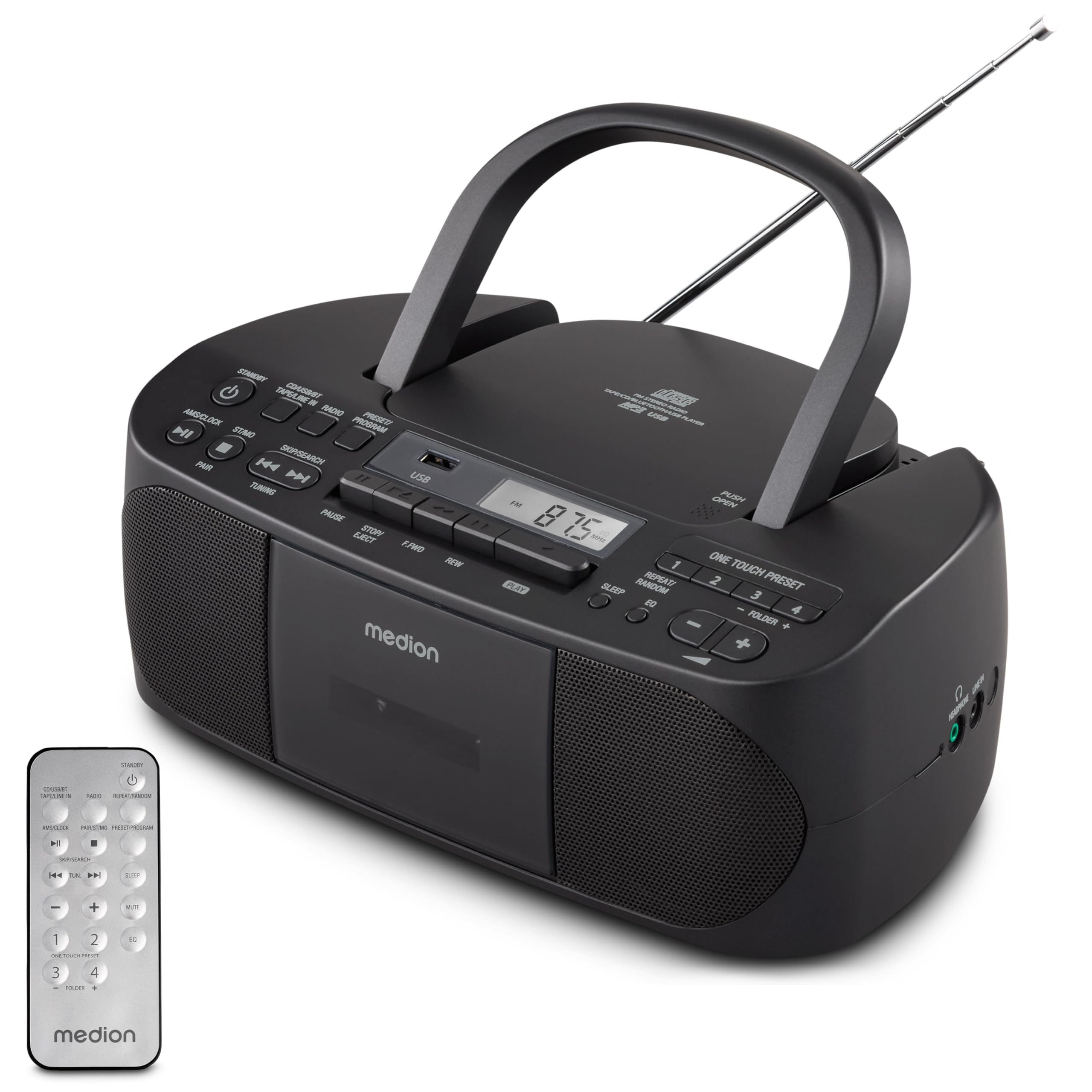 Medion® LIFE® E65010 Digitalradio (DAB) (Tragbare Boombox mit CD, Kassette und USB)