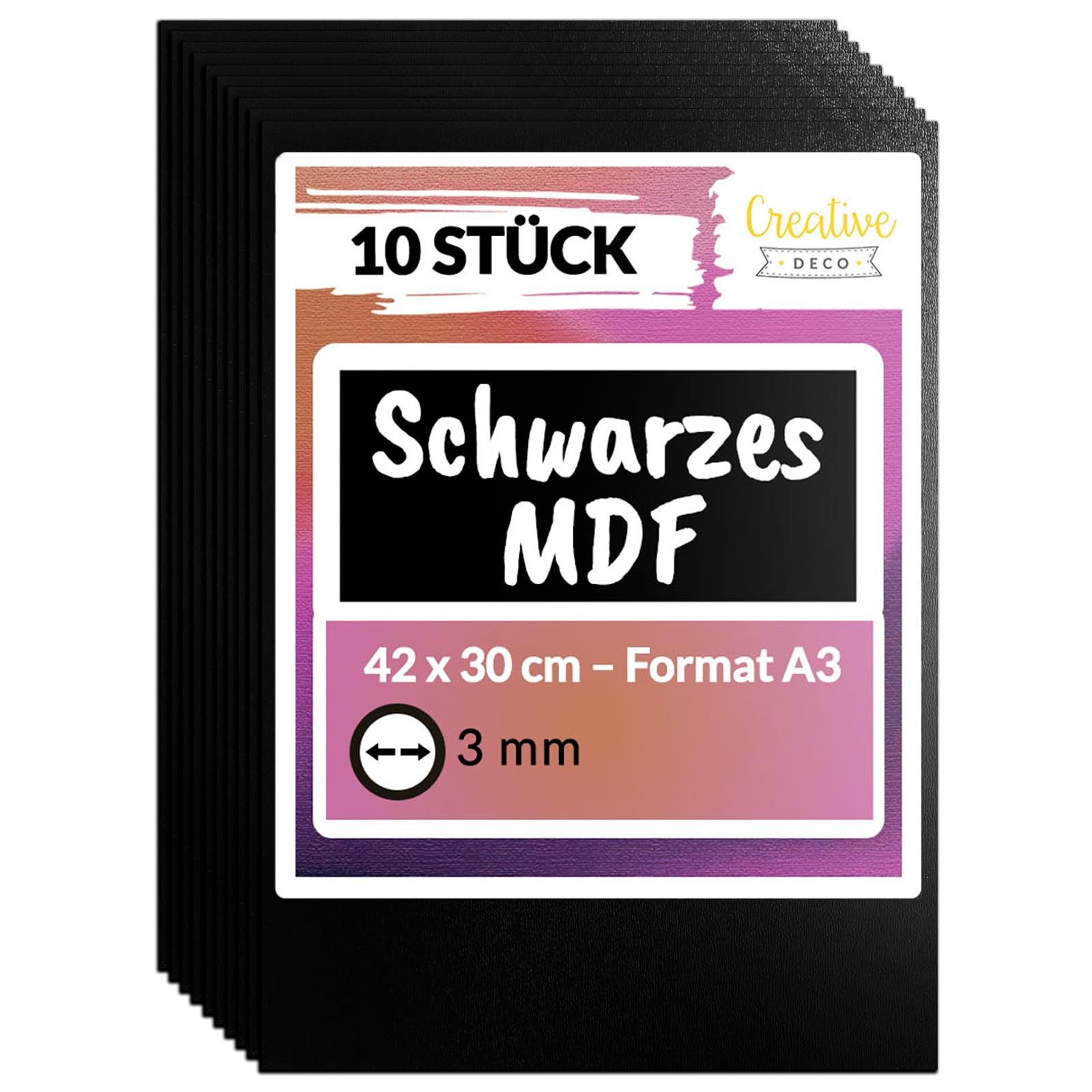 Creative Deco Bastelnaturmaterial A3 MDF Platten 420 x 300 x 3 mm, (10-tlg)