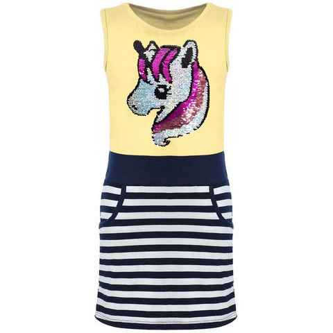 KMISSO Jerseykleid Mädchen Sommer Kleid mit Wendepailletten (1-tlg) bequem zu tragen, Kleid, Wende Pailletten