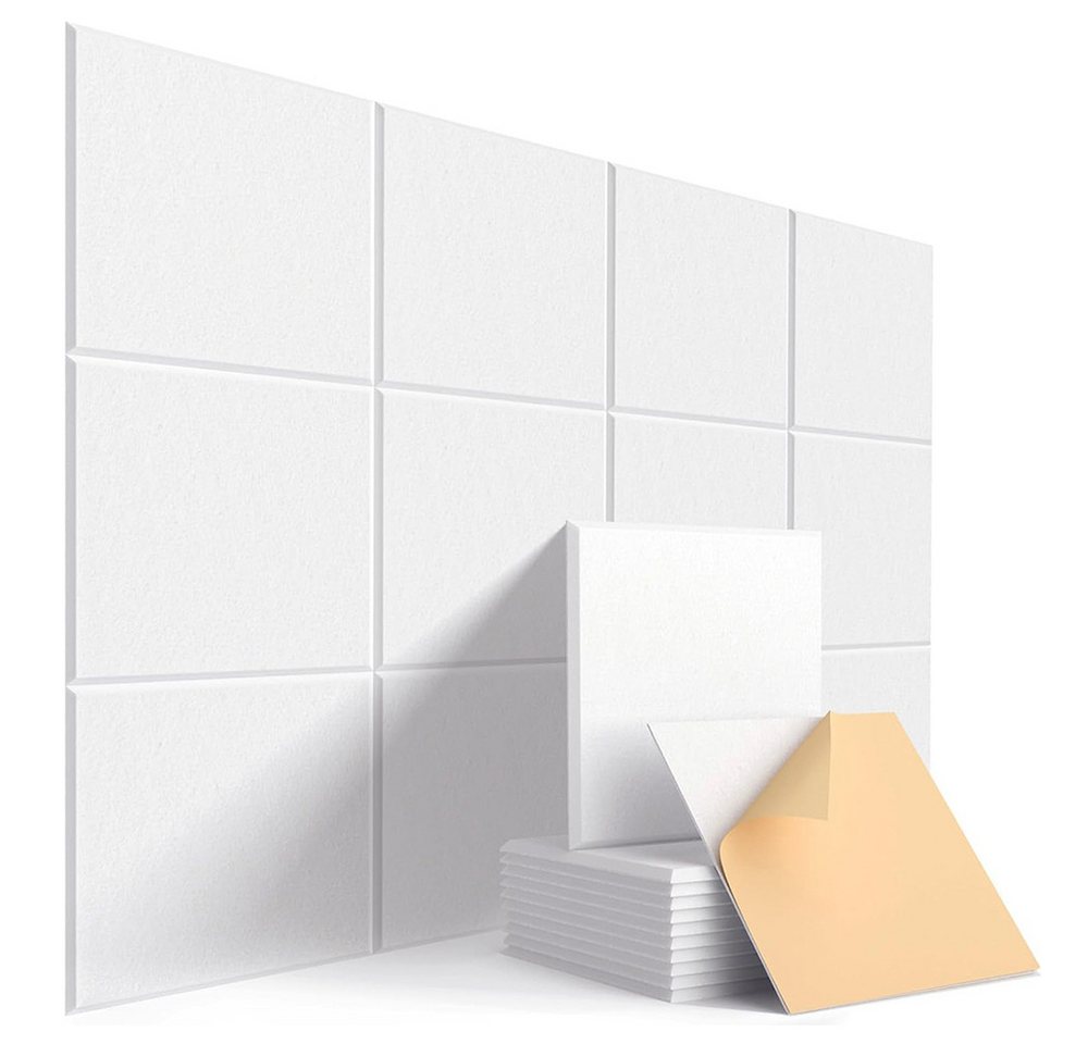 TUWENA Akustikplatte 12 Stück Akustikplatten Selbstklebend,Schallschutz Wand,Schallabsorber, Hoher Dichte Schallschutzplatten für Tonstudio, Wohnzimmer, 30x30cm