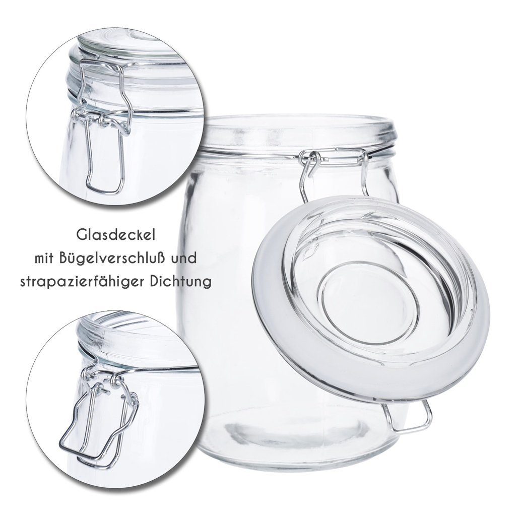 8 & Set Vorratsglas Bügelverschluss TP mit Kreidetafelsticker 6er inkl. Vorratsglas S