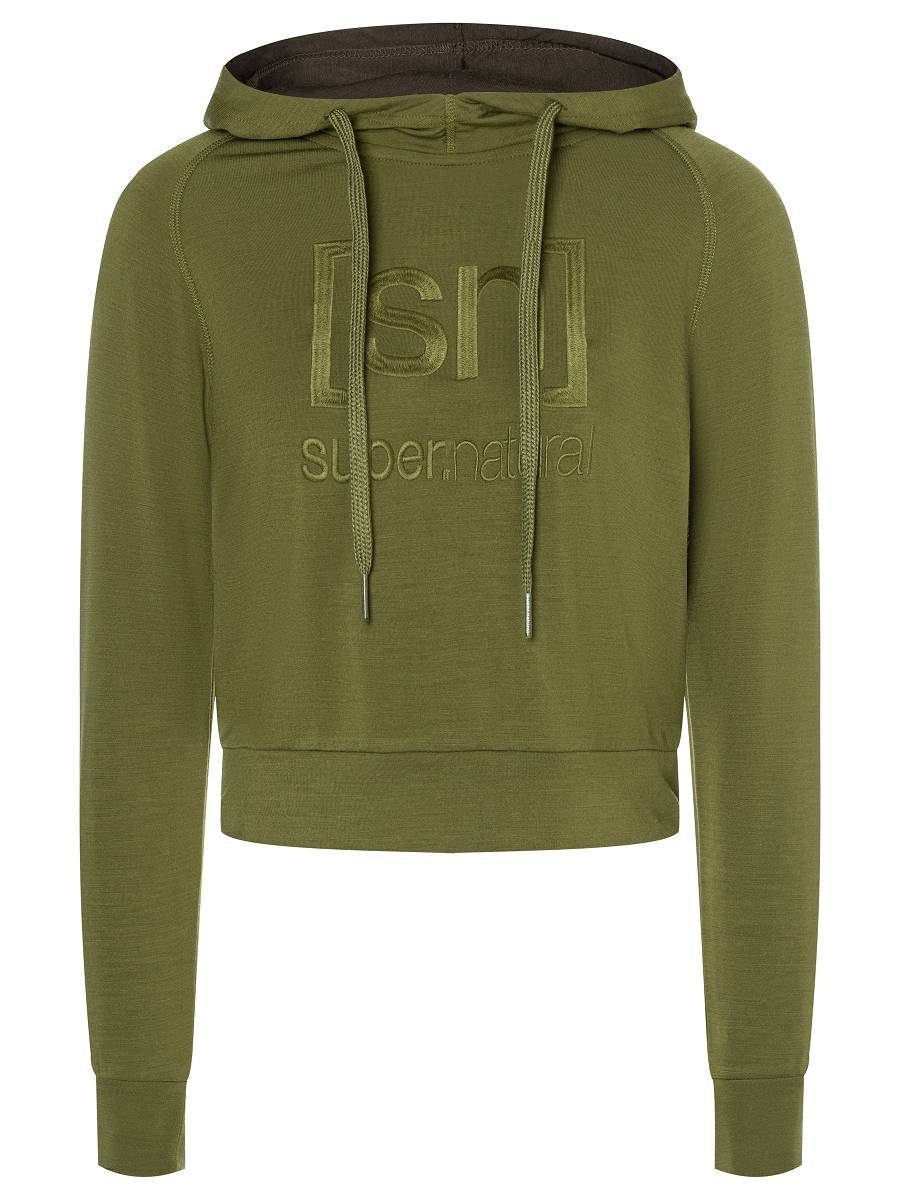 SUPER.NATURAL Hoodie Merino Hoodie W LIQUID FLOW LOGO HOODIE geruchshemmender Merino-Materialmix