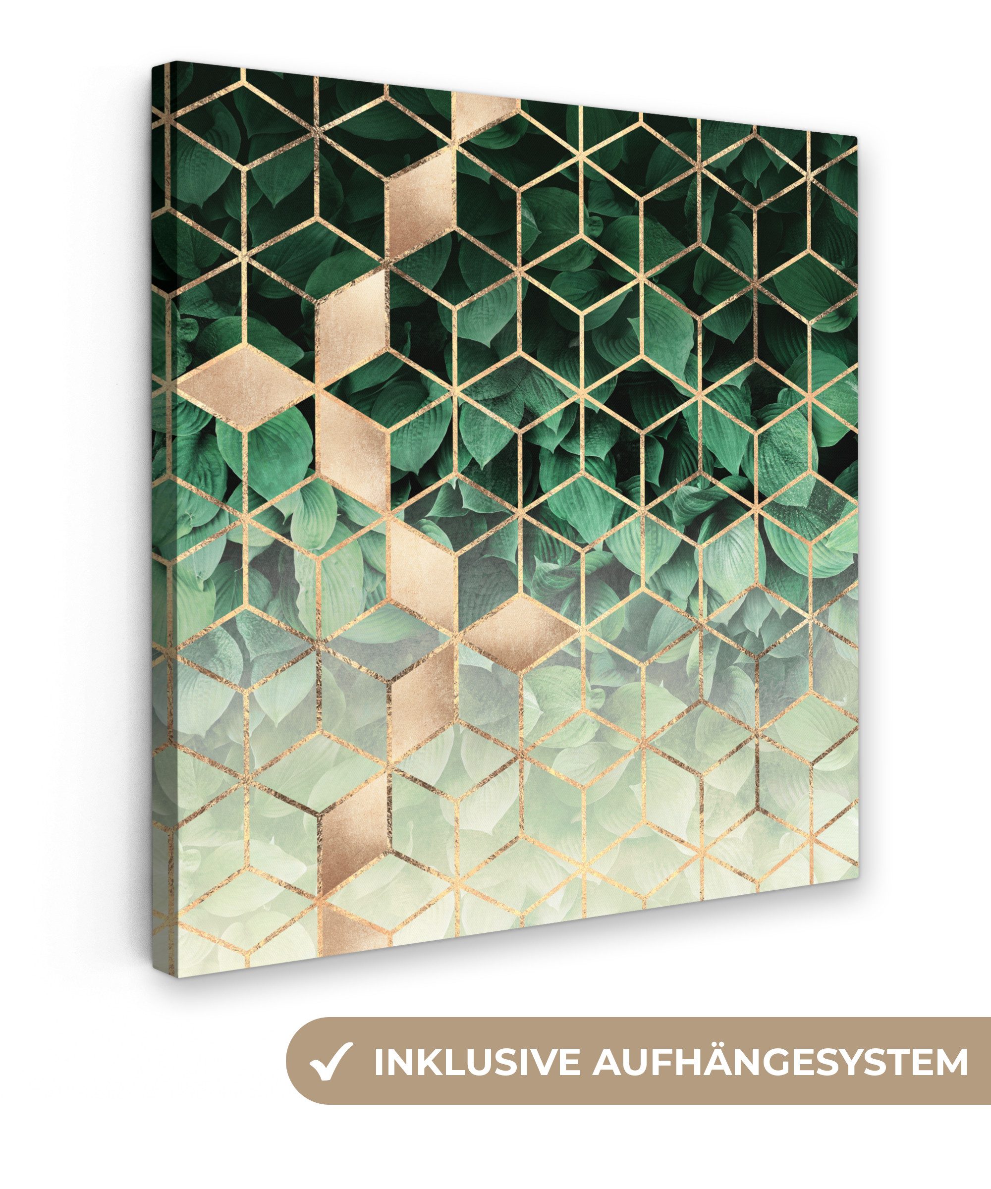 OneMillionCanvasses® Leinwandbild Blätter - Gold - günstig online kaufen