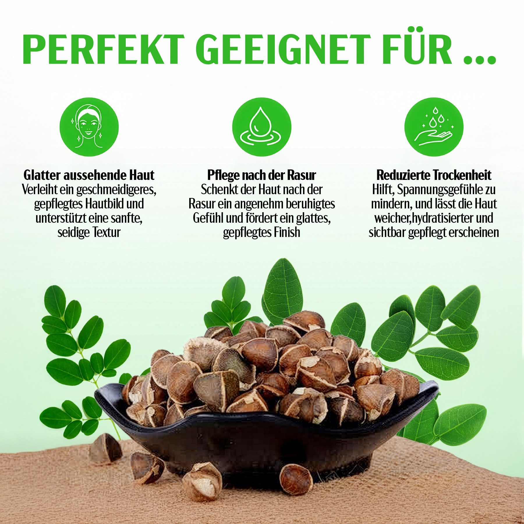 ALIVER Haaröl Moringa Öl Pflegeöl Haaröl Hautöl für Haare Haut Gesicht Natürlich, 1-tlg., Haaröl, Haarpflege, Hautpflege, Aliver