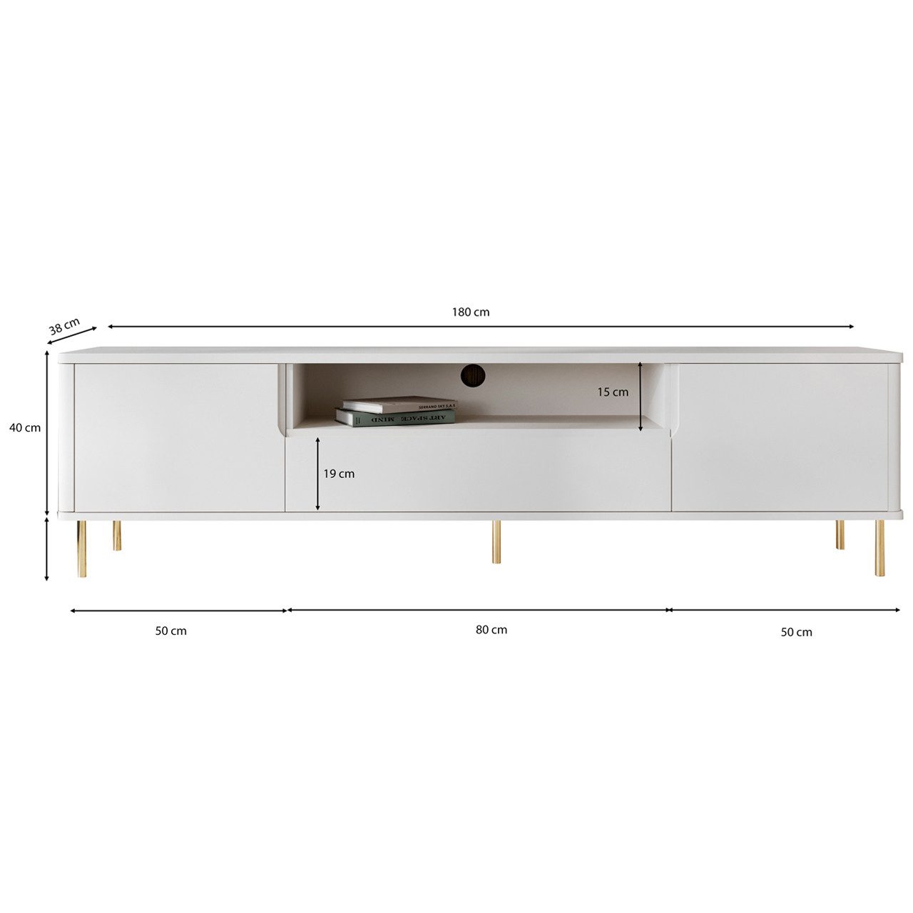 MOEBLINE Lowboard TV Schrank Kommode RADDIO 180NZ weiß