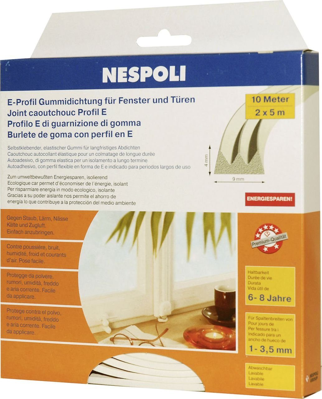 Türdichtung Fenster- mit 5 und Nespoli E-Profil je Türbodendichtung Nespoli