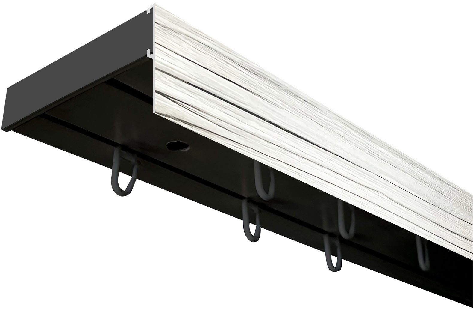 SN DECO GROUP Gardinenschiene Vorhangschiene SH (1) mit Blende 5 cm, 2-läufig, Fixmaß, mit Bohren, verschraubt, Kunststoff