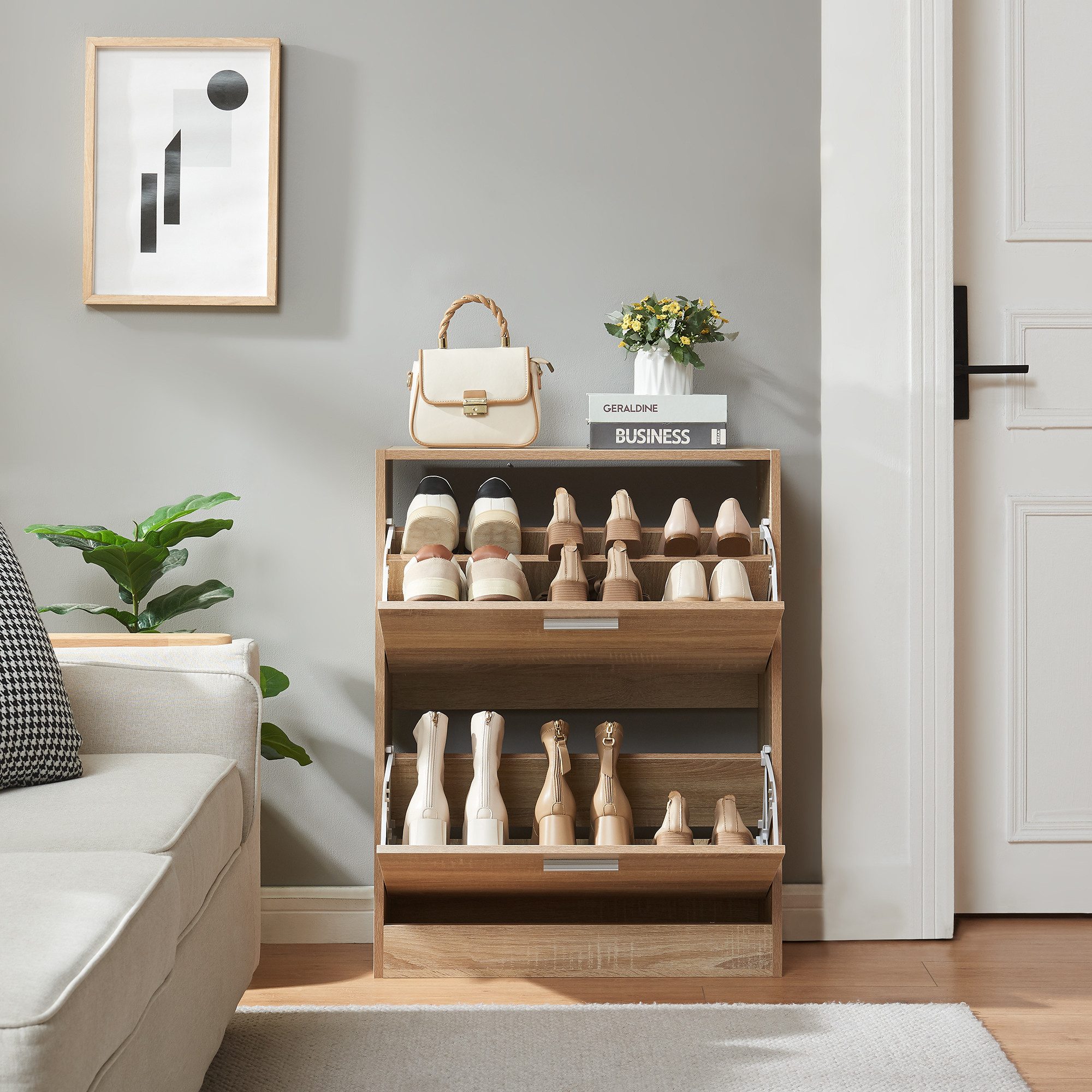 en.casa Schuhschrank »Sykkylven« Schuhkipper mit 2 günstig online kaufen
