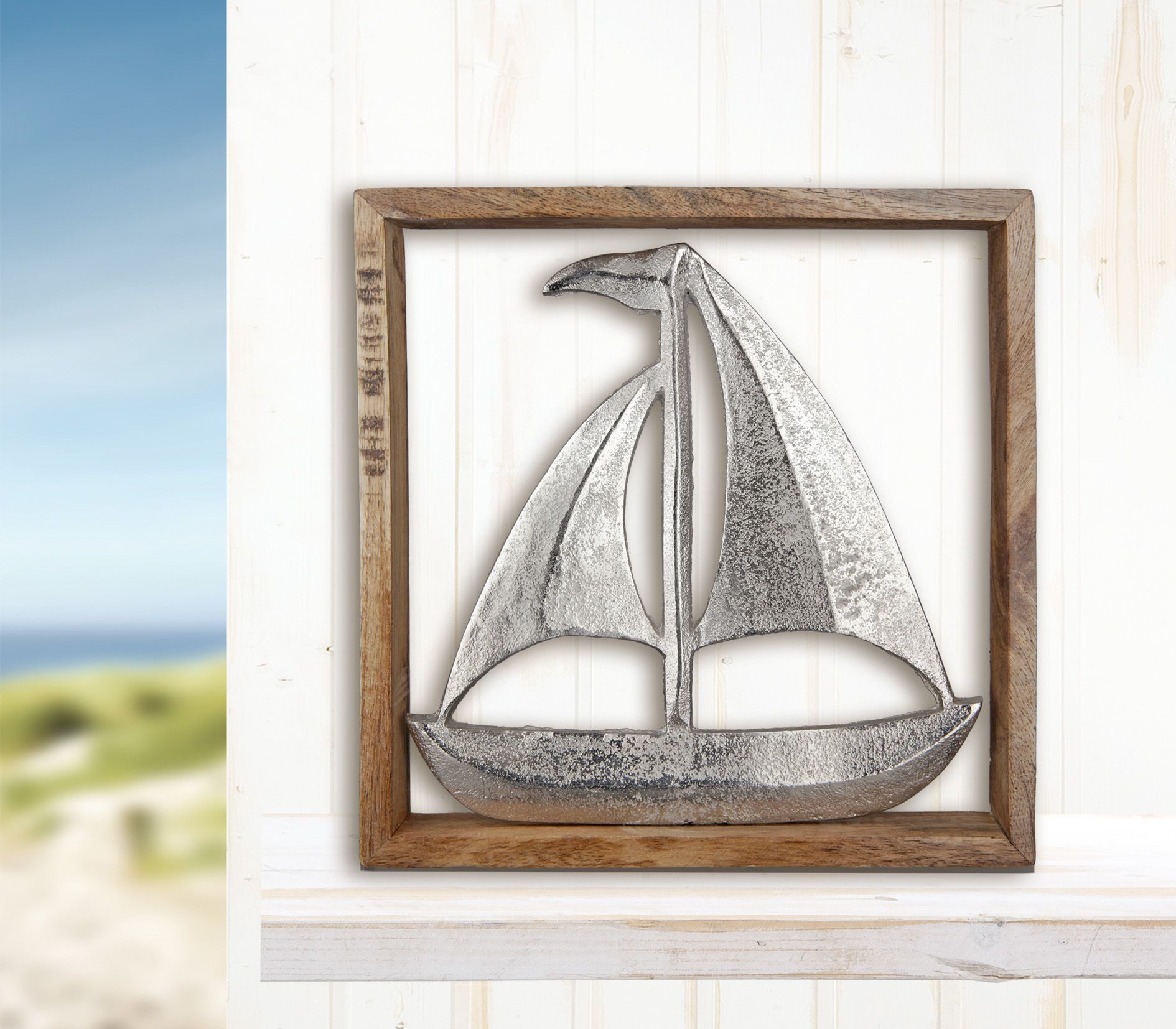 GILDE Wanddekoobjekt Maritim, Höhe: cm, Farbe: Natur, Motiv: Schiff