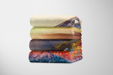 Sinus Art Handtücher Handtuch Strandhandtuch Saunatuch Kuscheldecke mit Fotomotiv Berglandschaft Alpen Sonnenu, Baumwolle-Polyester-Mix (1-St), Handtuch
