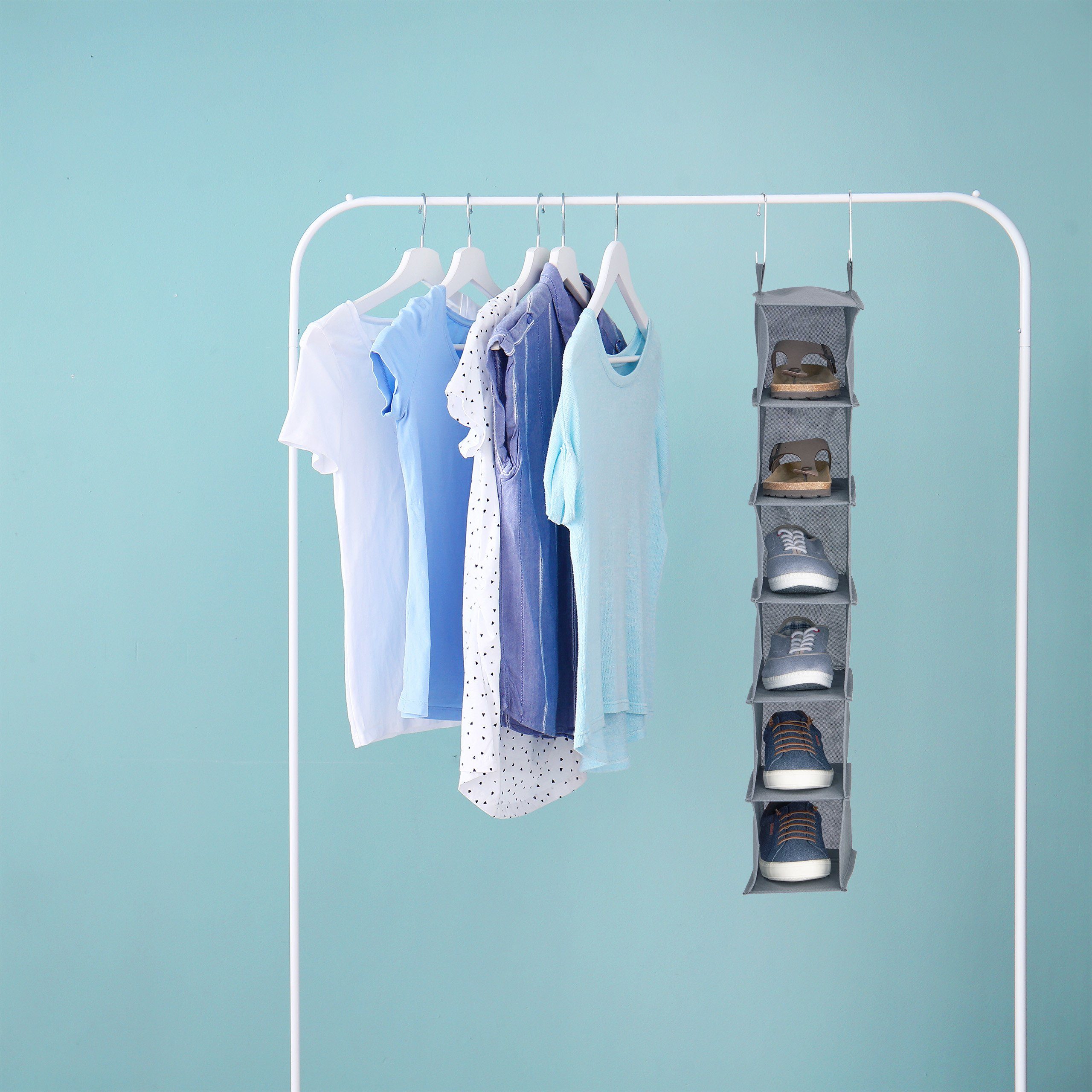 relaxdays Hängeregal Kleiderschrank schmal, Grau günstig online kaufen