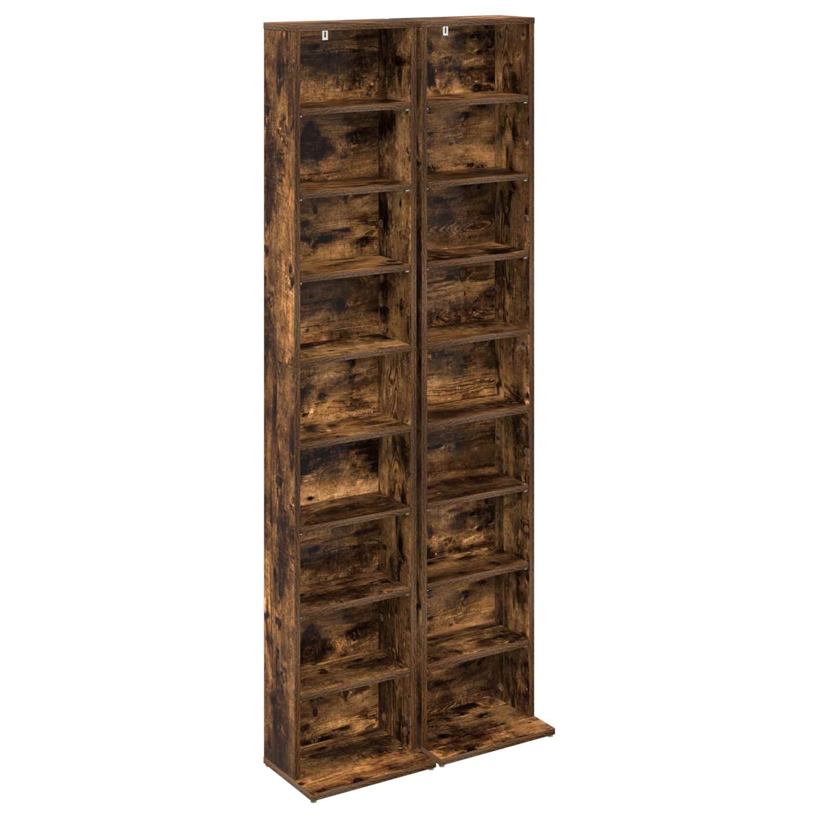 vidaXL Schranksystem CD Regal 2 Stk. Raucheiche 33 x 23,5 x 175 cm Holzwerkstoff (2-St)