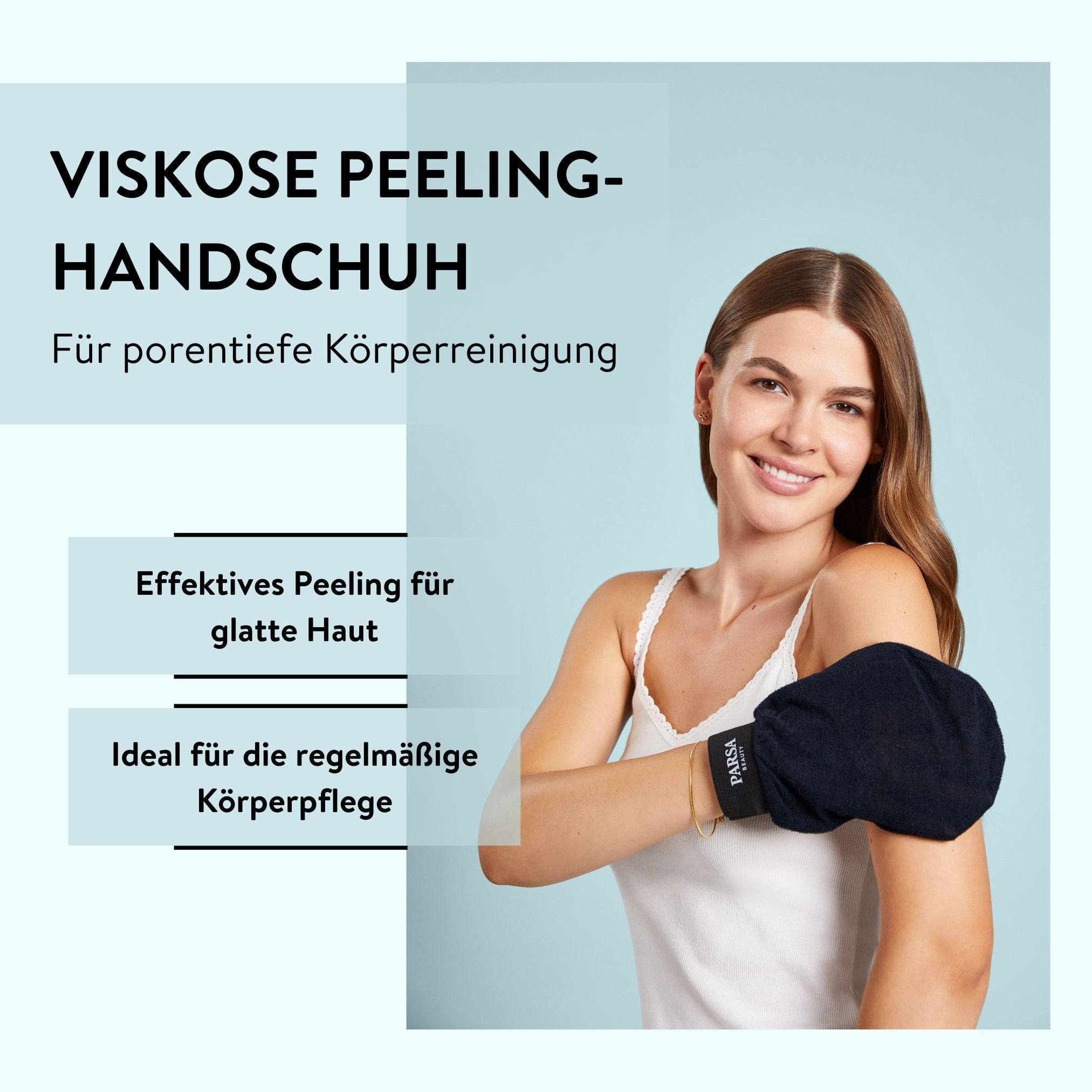 PARSA Beauty Waschhandschuh Wellness Peelinghandschuh Schwarz, Viskose f?r seidig glatte Haut