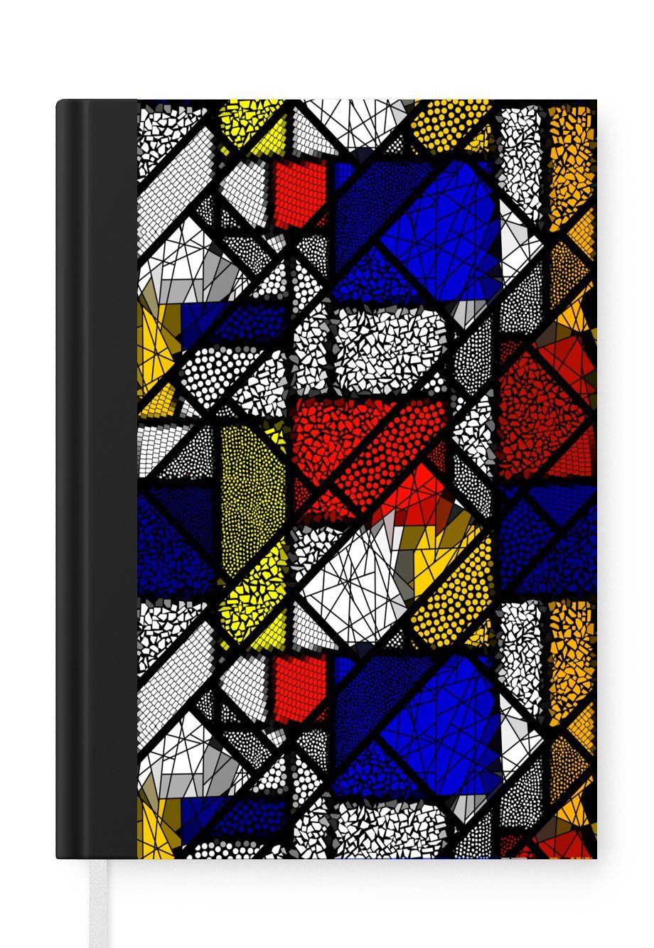 MuchoWow Notizbuch Kunst - Regenbogen - Mondrian - Muster, Journal, Merkzettel, Tagebuch, Notizheft, A5, 98 Seiten, Haushaltsbuch