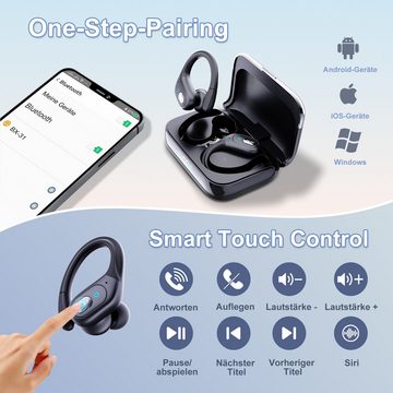 HYIEAR Fitness-Tracker mit Anruffunktion, Bluetooth 5.3-Kopfhörer. Smartwatch Set, Runde Fitnessuhr, 1,32-Zoll HD-Touchscreen, 2 Armbänder, Bluetooth True Wireless Earbuds, IPX5 Wasserdicht Kabellose Kopfhörer