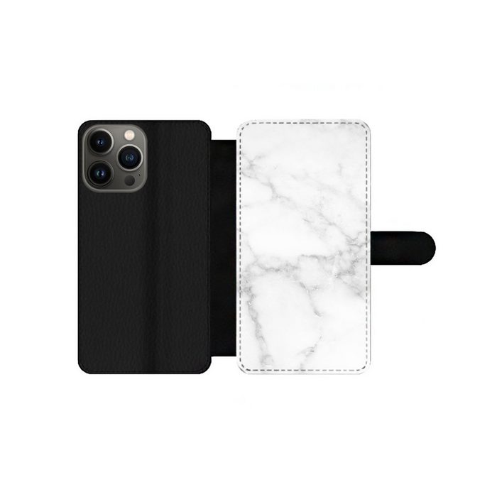 MuchoWow Handyhülle Marmor - Weiß - Grau - Luxus - Marmoroptik - Stein Handyhülle Telefonhülle Apple iPhone 13 Pro Max