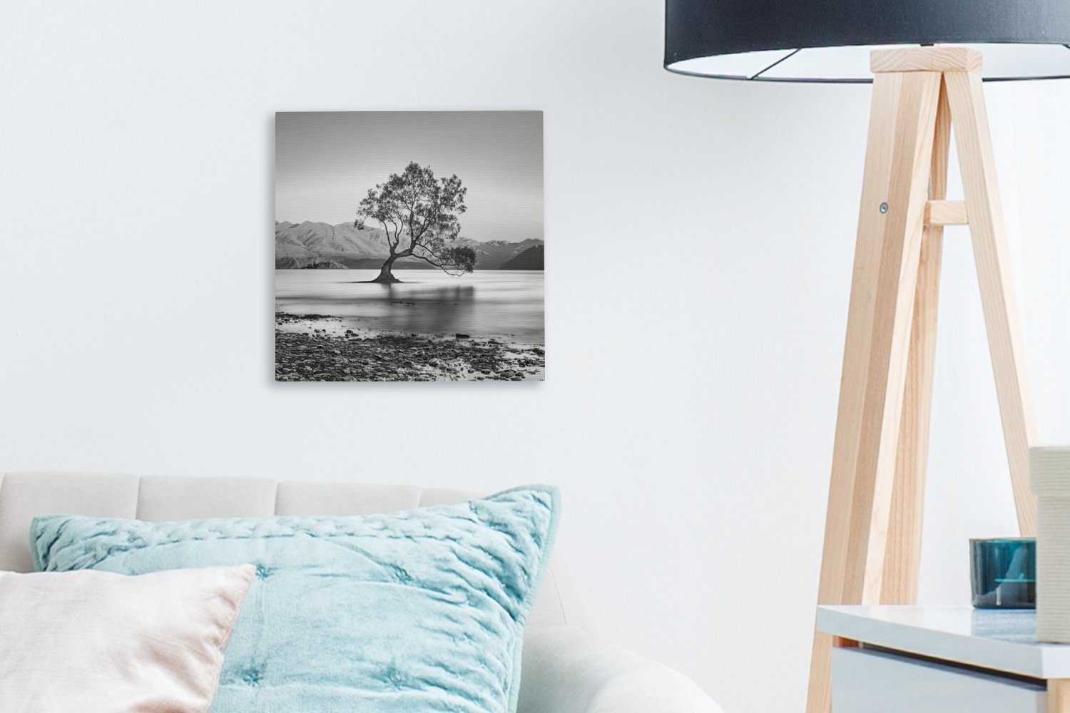 Wohnzimmer Weiß, Bilder - Schlafzimmer - - Neuseeland Baum St), Schwarz für Leinwand OneMillionCanvasses® Leinwandbild (1