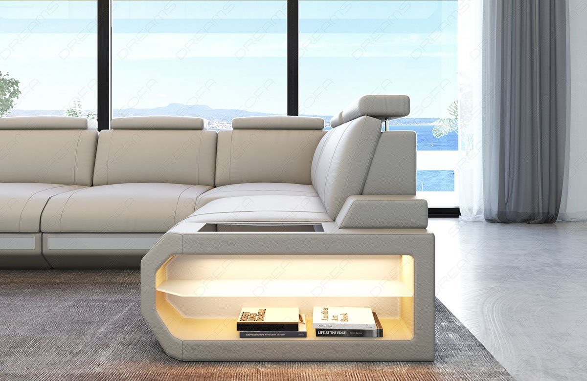 Sofa Dreams Ecksofa L L-Form Leder mit Form Couch LED-Beleuchtung Ledercouch, Siena Ledersofa Sofa lang