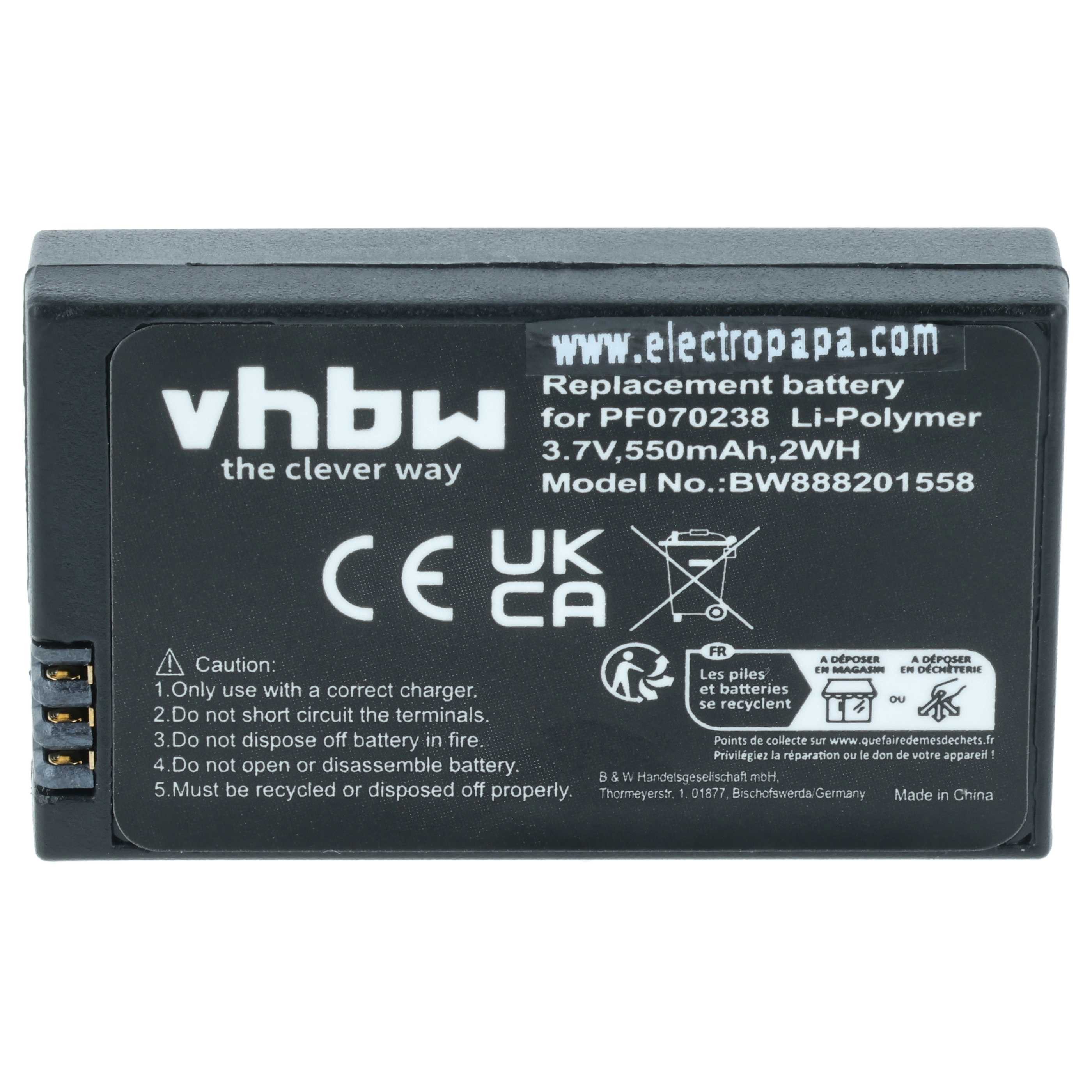 vhbw Akku passend für Parrot Race, Rolling Spider Modellbau Drohne (550 Drohnen-Akku Akku Li-Polymer 550 mAh (3,7 V, 1 St), Leistungsfähiger Austausch-Akku für Drohne, Wiederaufladbar, Jede