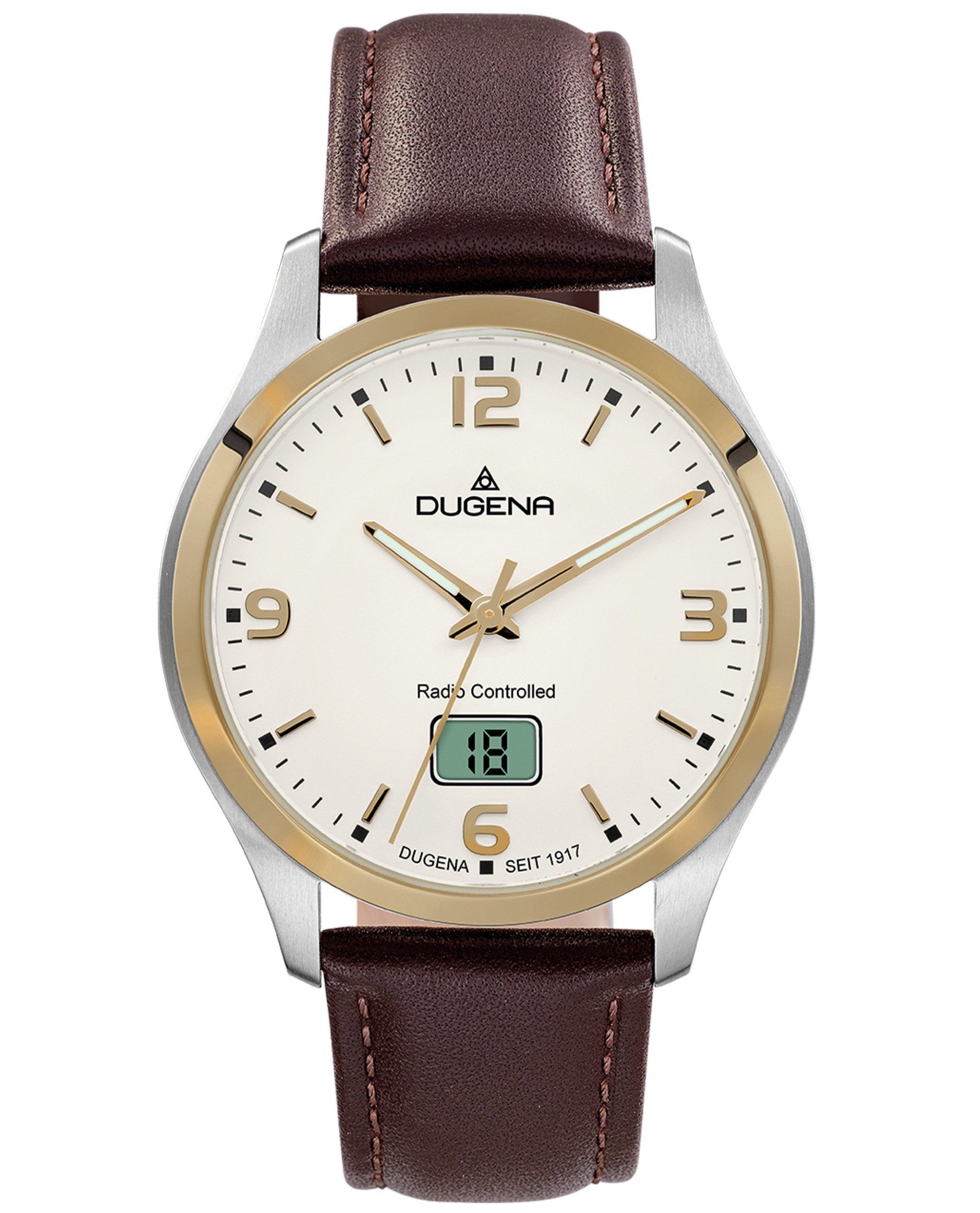 Dugena Funkuhr Dugena Herren-Uhr Tresor Funk Quarz Leder-Armband Braun 4460862