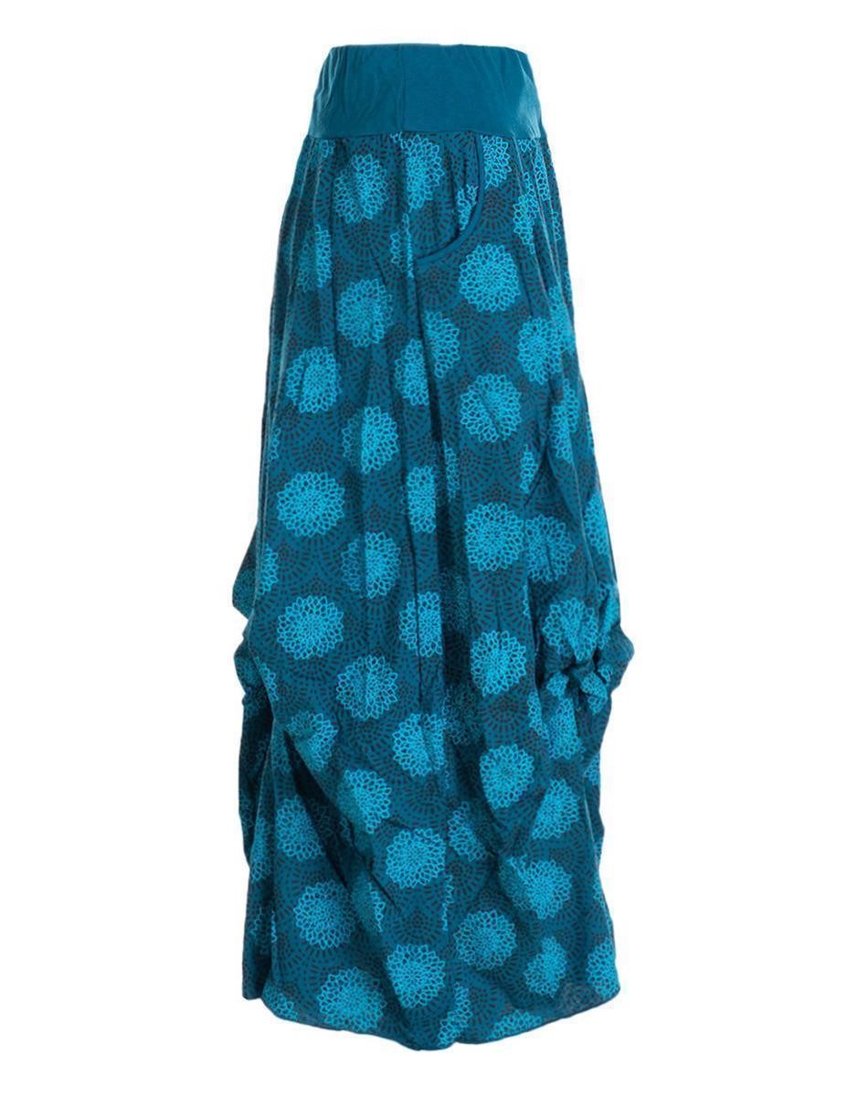 Vishes Maxirock Langer Damen Ballon-Rock Pump-Rock Baumwolle Blüten-Muster Retro Style, Sweat-Rock