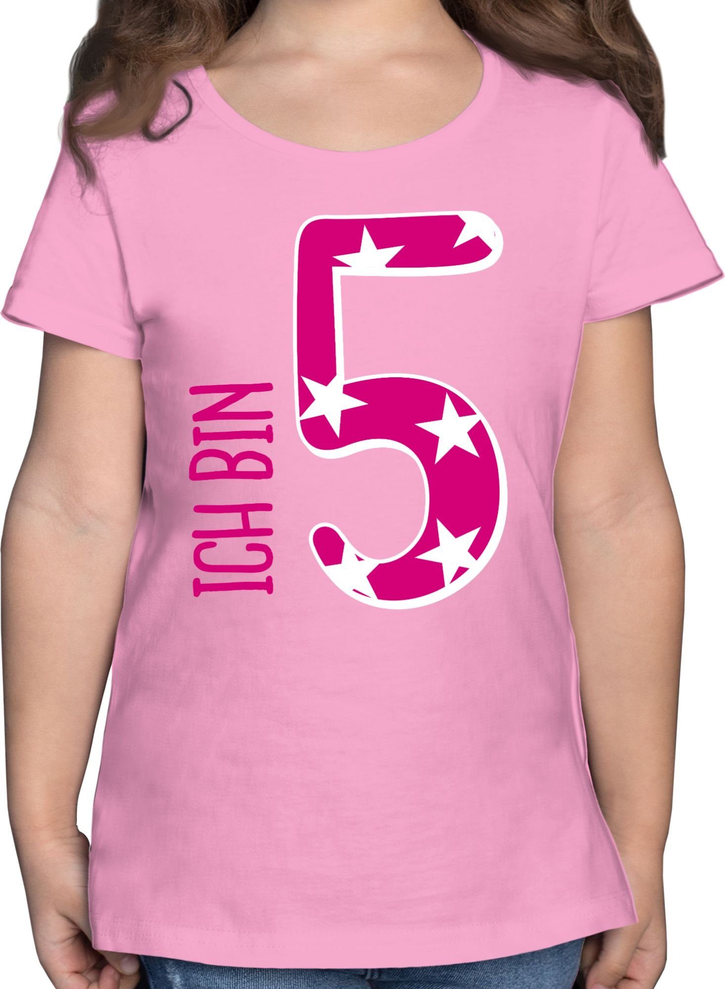Shirtracer T-Shirt Ich bin fünf Rosa Mädchen 5. Geburtstag 1 Rosa