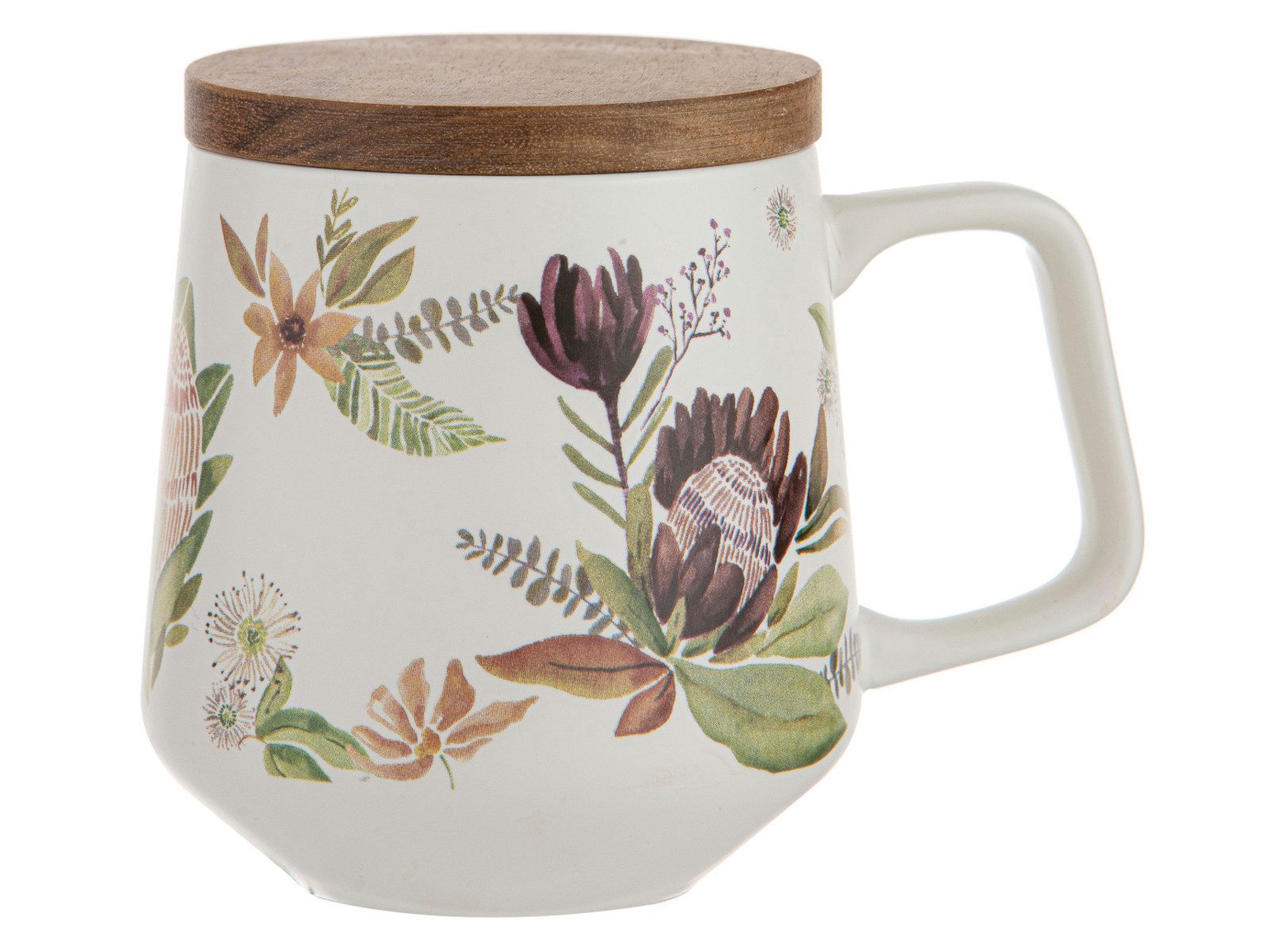 Ladelle Becher Leura Becher- & Untersetzerset cremeweiß, Porzellan / Akazie