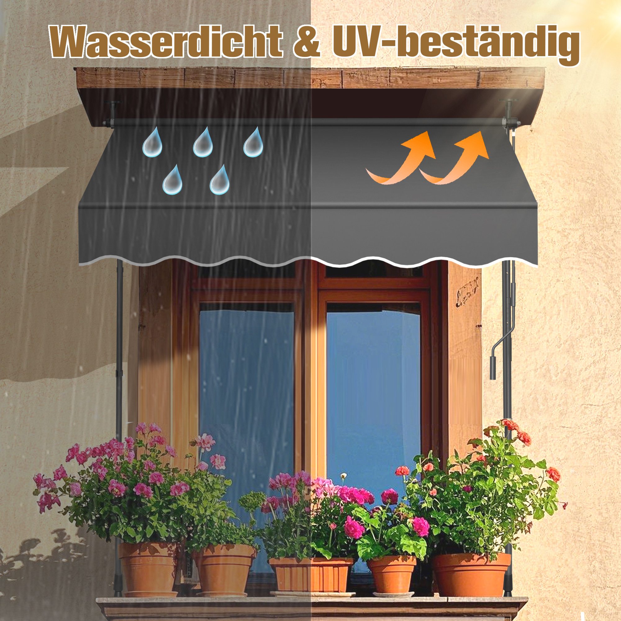 GIHAUVIA Klemmmarkise Sonnenschutz wasserdicht für Outdoor, Terrasse, Balko günstig online kaufen