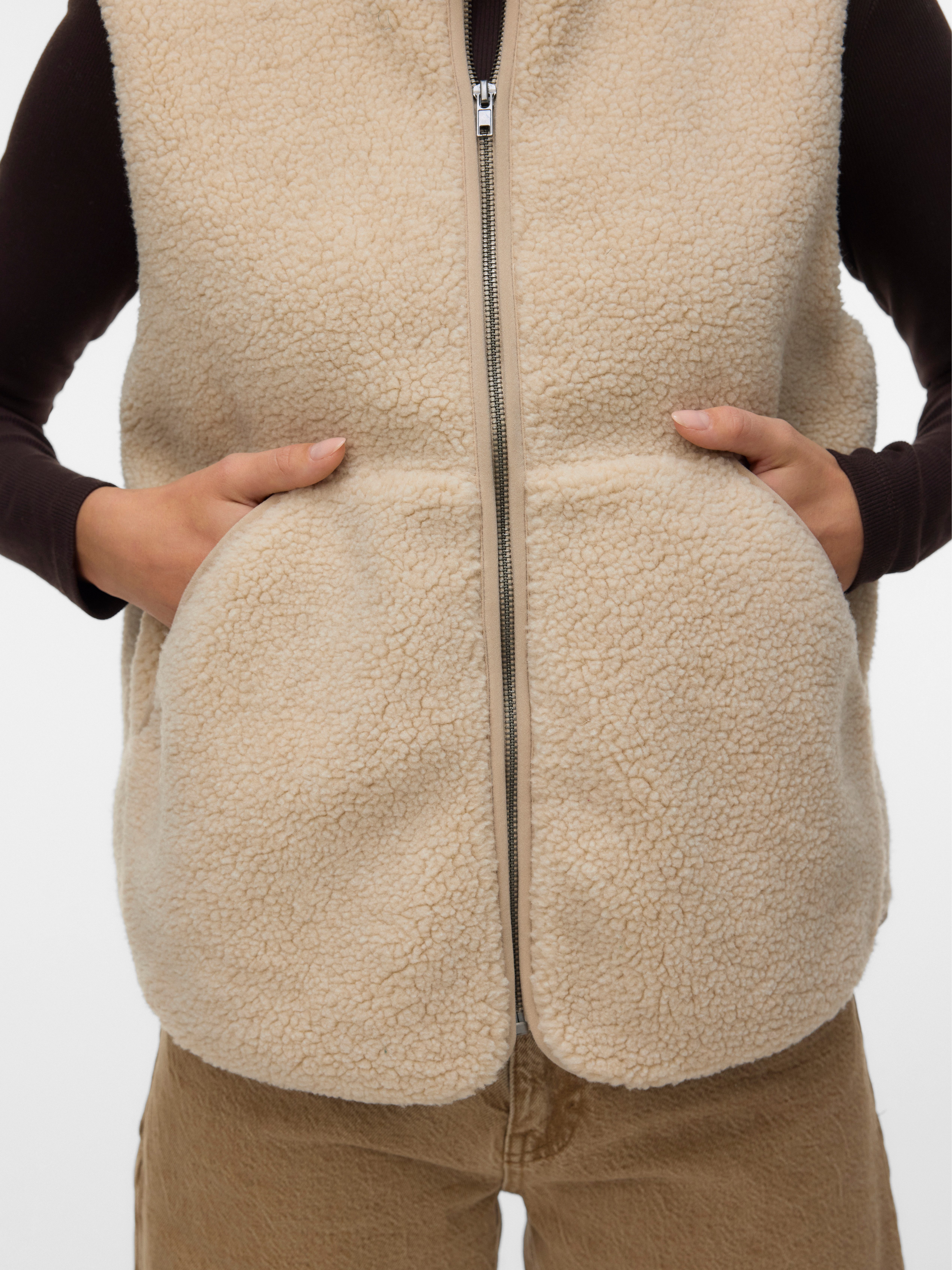 Vero Moda Plüschweste VMJOSEFINE SL TEDDY ZIP VEST EXP Kunstfaser