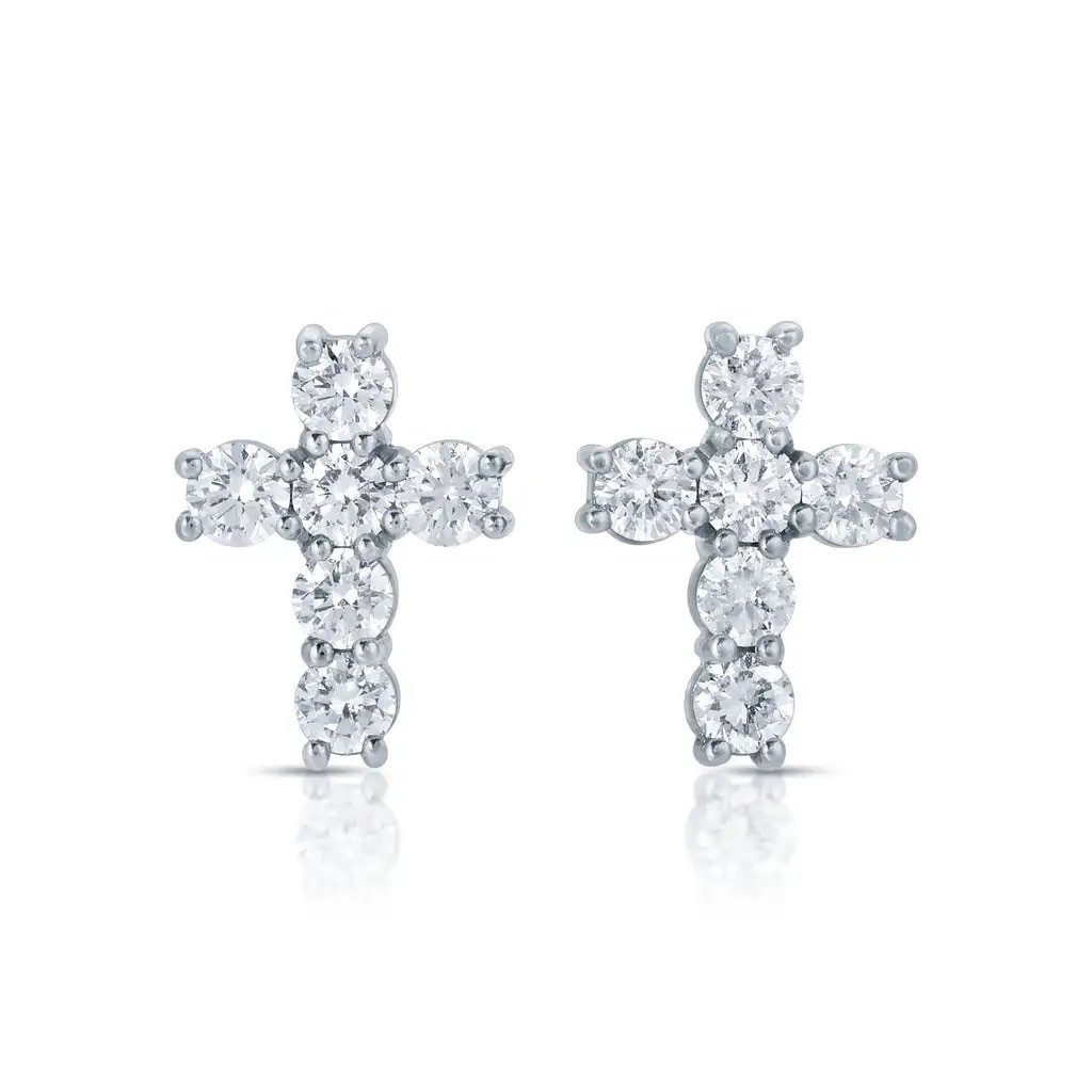 ROUGEMONT Paar Ohrstecker Moderne Mini Kreuz-Ohrstecker aus 925 Sterling Silber Damen + Kinder, Echtschmuck