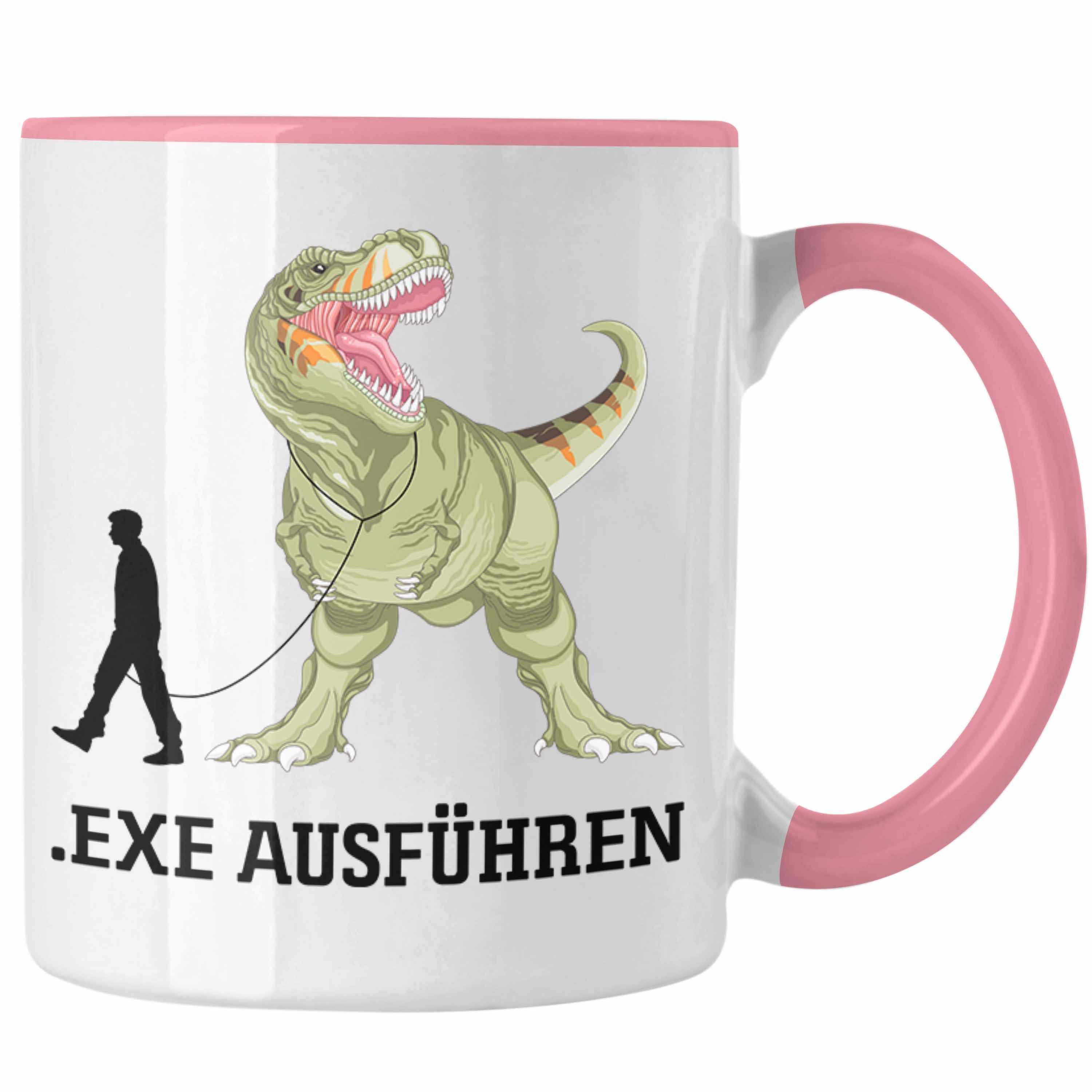 Trendation Tasse Admin Tasse Geschenk Programmierer Informatiker .Exe Ausführen Dinosau Rosa | Tassen