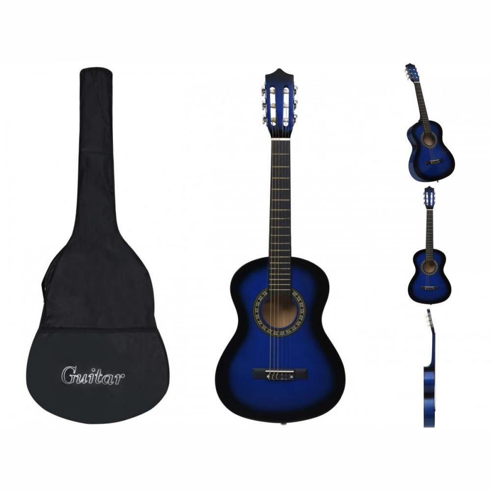 vidaXL Akustikgitarre Klassikgitarre für Anfänger und Kinder mit Tasche Blau 1 2 34