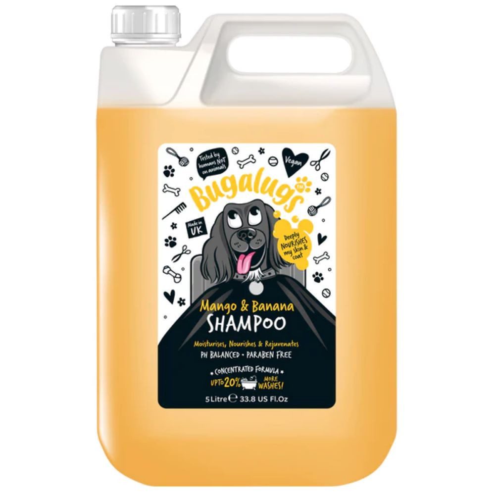 Bugalugs Tiershampoo Mango & Banana Dog Shampoo – Tropisches, pH-ausgewogenes Hundeshampoo, 5000 ml, (1-St), ph neutral, Hundeshampoo, Mango und Bananenextrakt