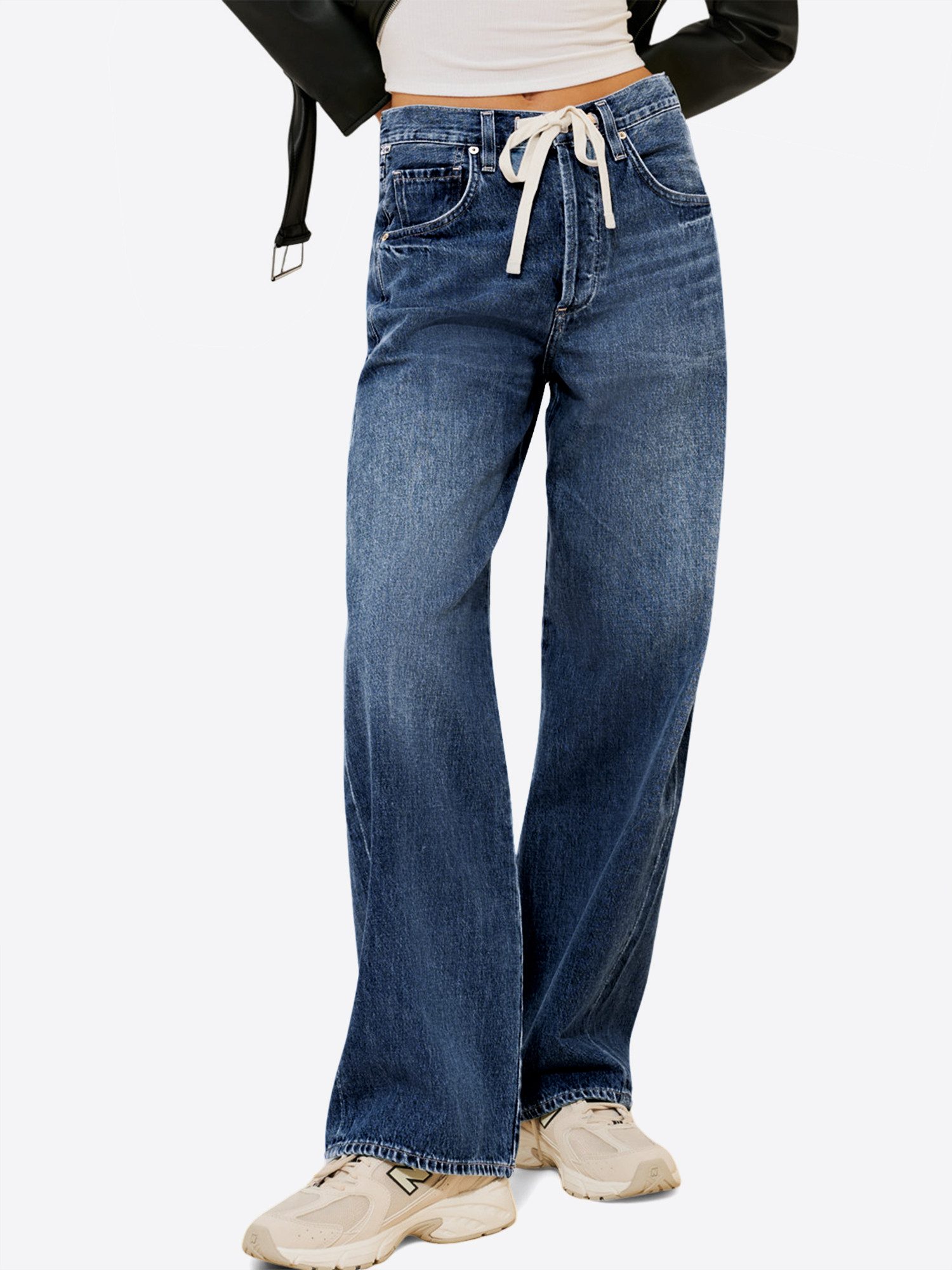 Weite Jeans Damen Locker Sitzende Boyfriend-Hose