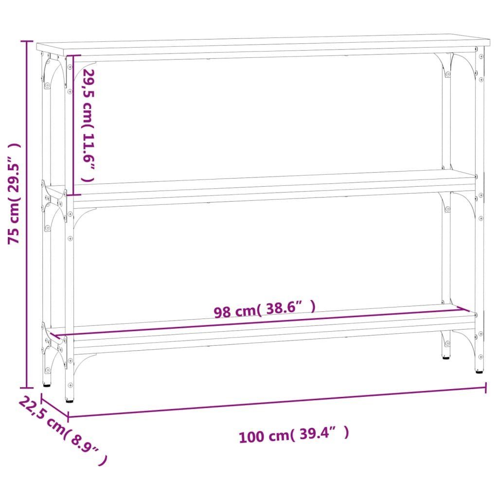 vidaXL Beistelltisch Konsolentisch Räuchereiche 100x22,5x75 cm (1-St) Holzwerkstoff