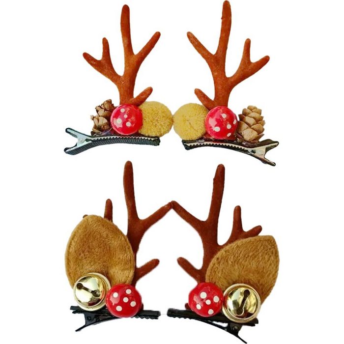 FeelGlad Haarband Weihnachtselch-Ohrringe und Tannenzapfenform 2-tlg.