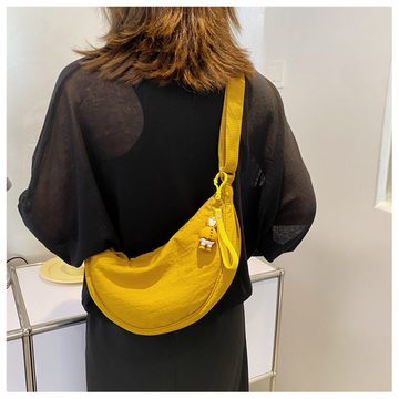 Coonoor Schultertasche Damentasche mit Einzel-Schultergurt,Nylon-Mondtasche, Verstellbarer Schultergurt, einfarbige Brusttasche, Bauchtasche