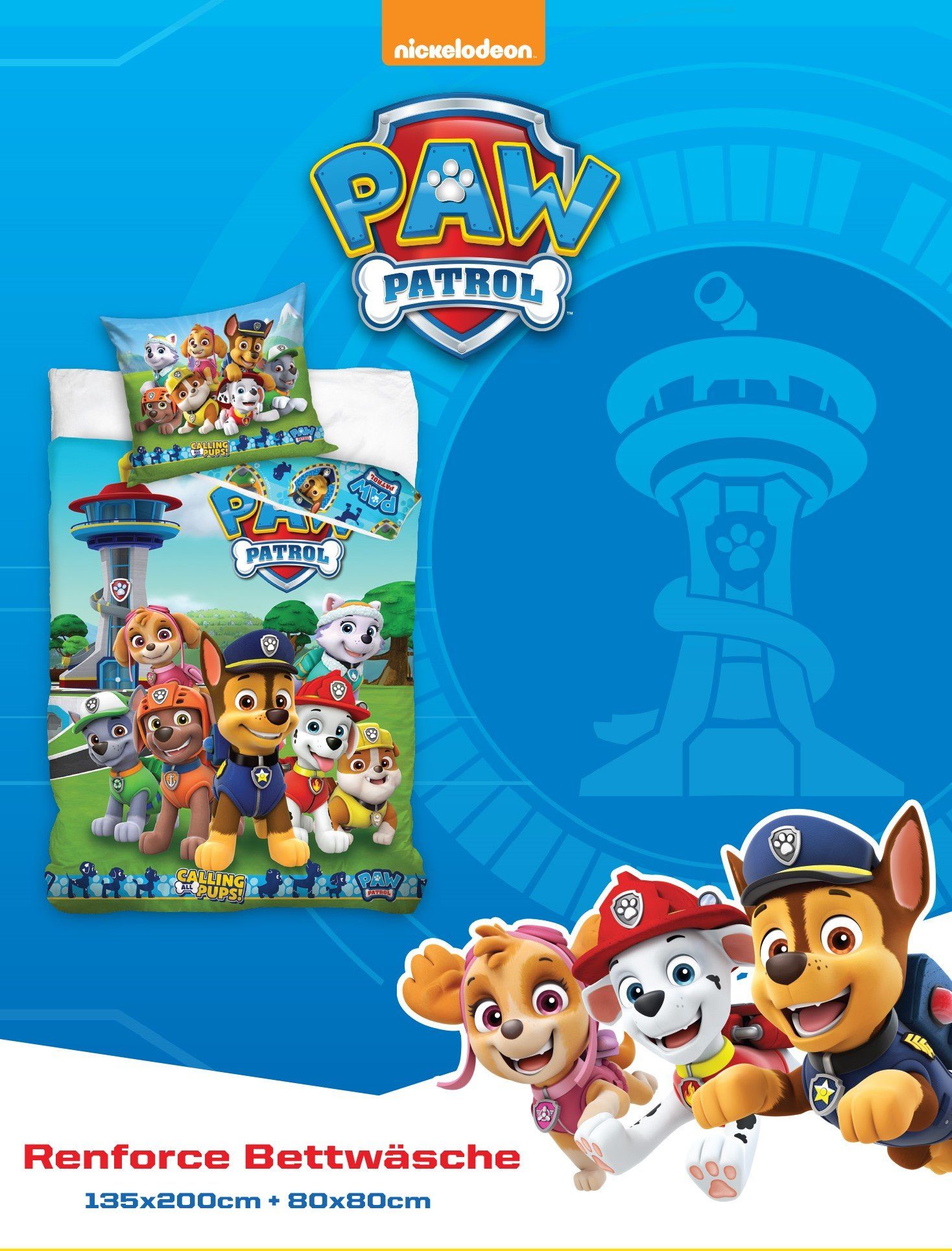 MTOnlinehandel Kinderbettwäsche Paw Patrol 135x200 + 80x80 cm, 100 % Baumwo günstig online kaufen