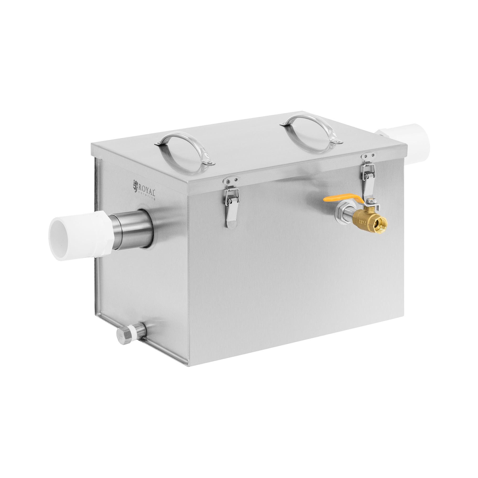 Royal Catering Fetttrennkanne Fettabscheider 21 l Edelstahl Ölabscheider Fettseparator Ablasshahn, Edelstahl (304)