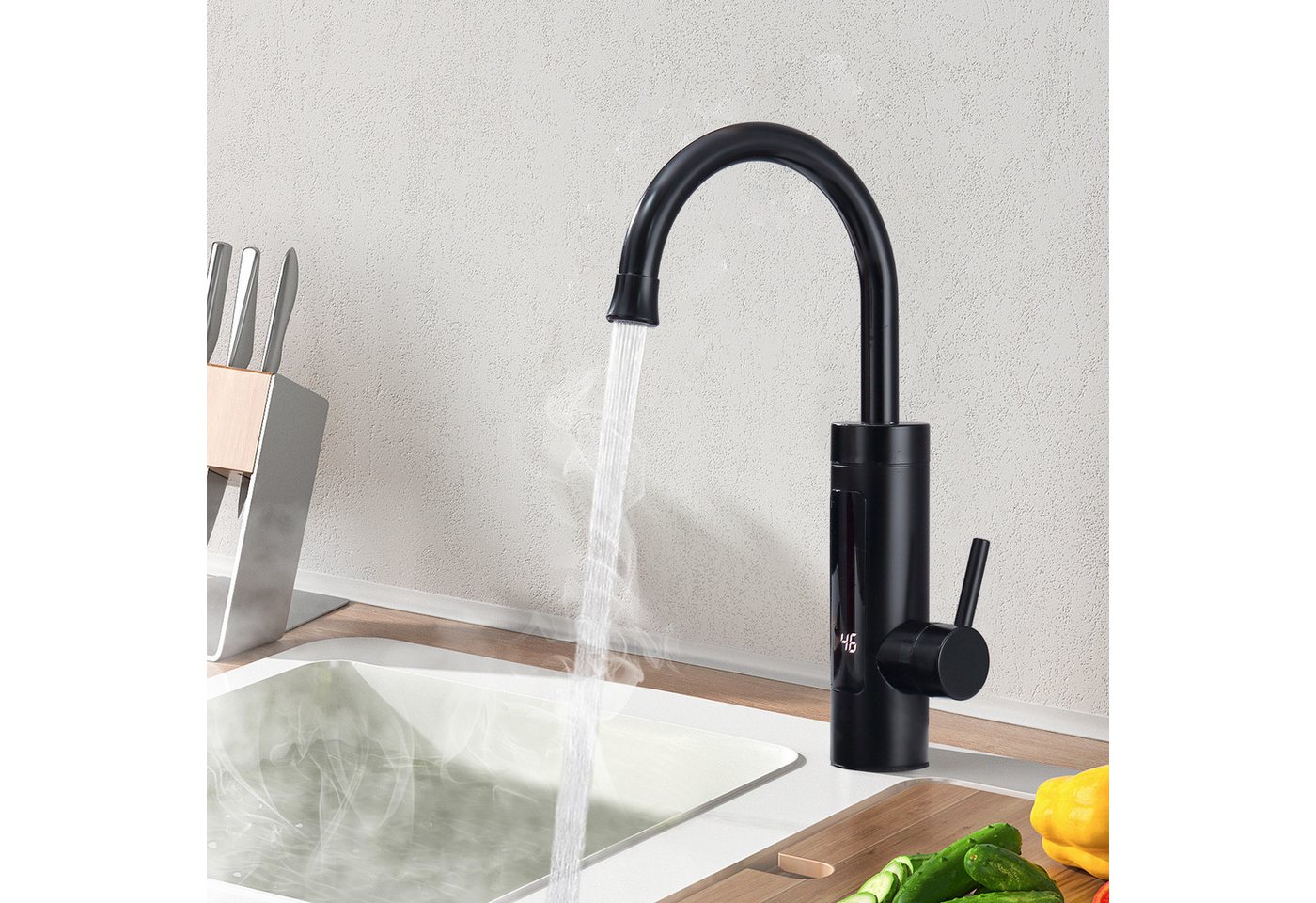 Thumbnail - HOMELODY Küchenarmatur Elektrische Durchlauferhitzer, Smart Heater Wasserhahn 360° drehbar (Spültischbatterie,Einhandmis...