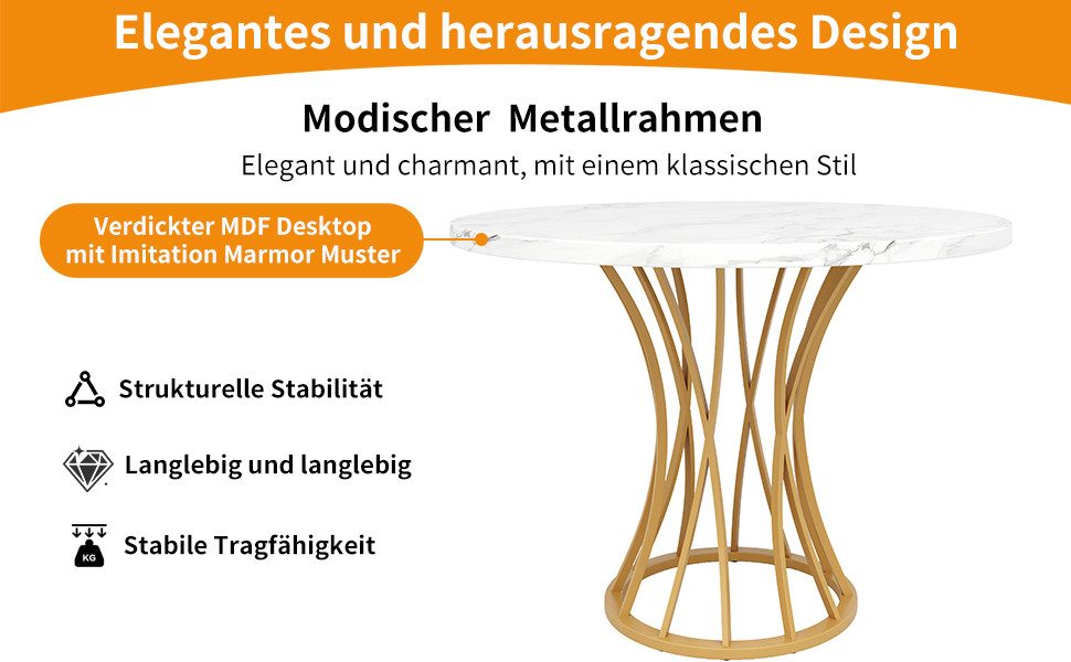 i@home Esstisch leichter und luxuriöser runder Tisch für 4-6 Personen (Bis günstig online kaufen