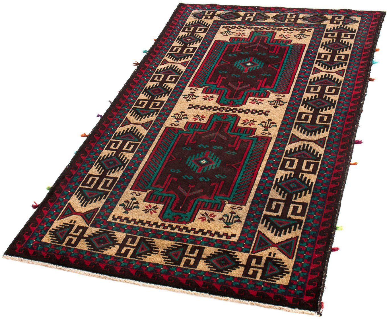 Orientteppich Belutsch - 139 x 77 cm - beige, morgenland, rechteckig, Höhe: 8 mm, Wohnzimmer, Handgeknüpft, Einzelstück mit Zertifikat | Kurzflor-Teppiche