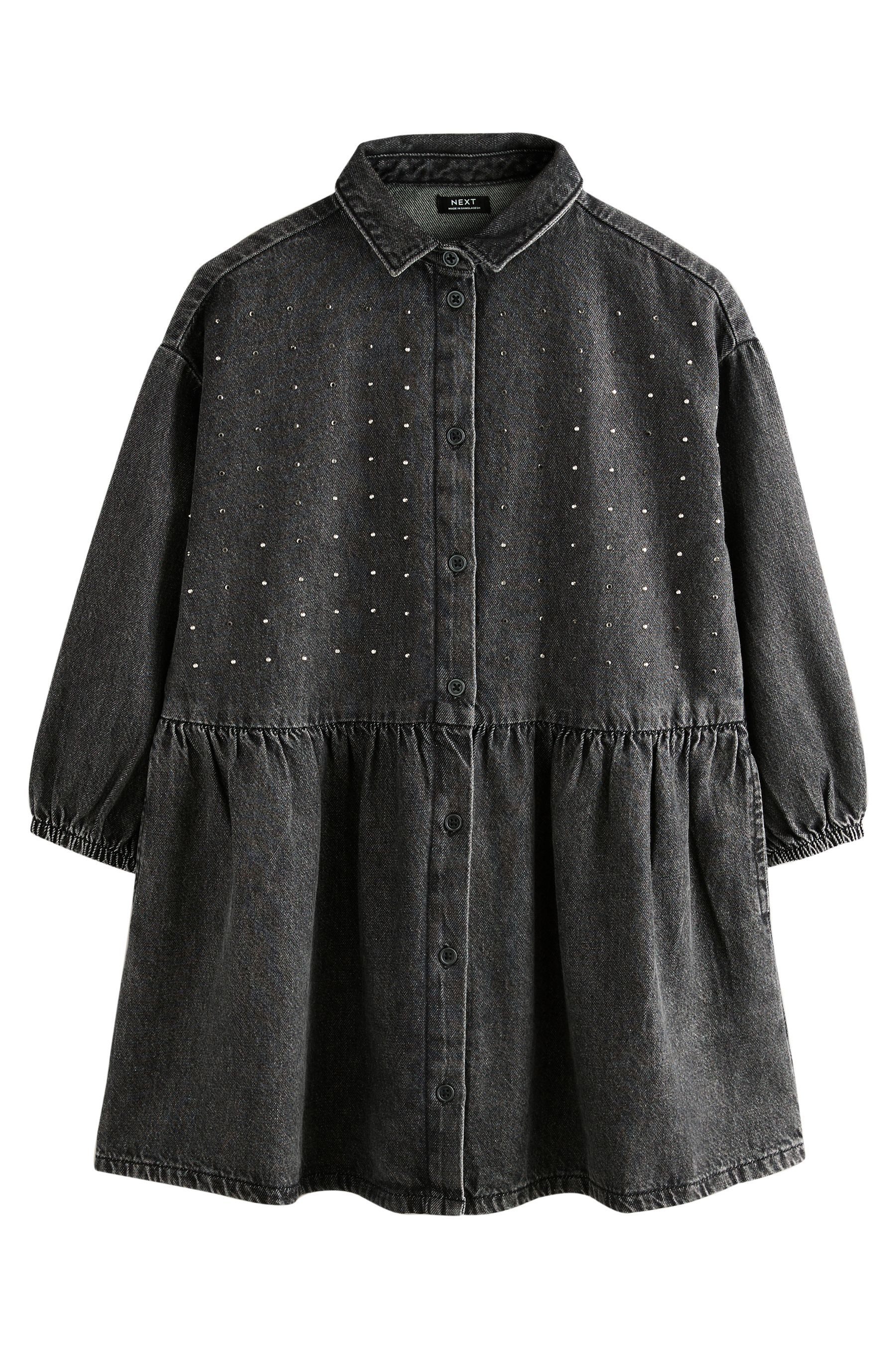Next Jeanskleid Hemdblusenkleid aus Denim mit Strasssteinen (1-tlg)