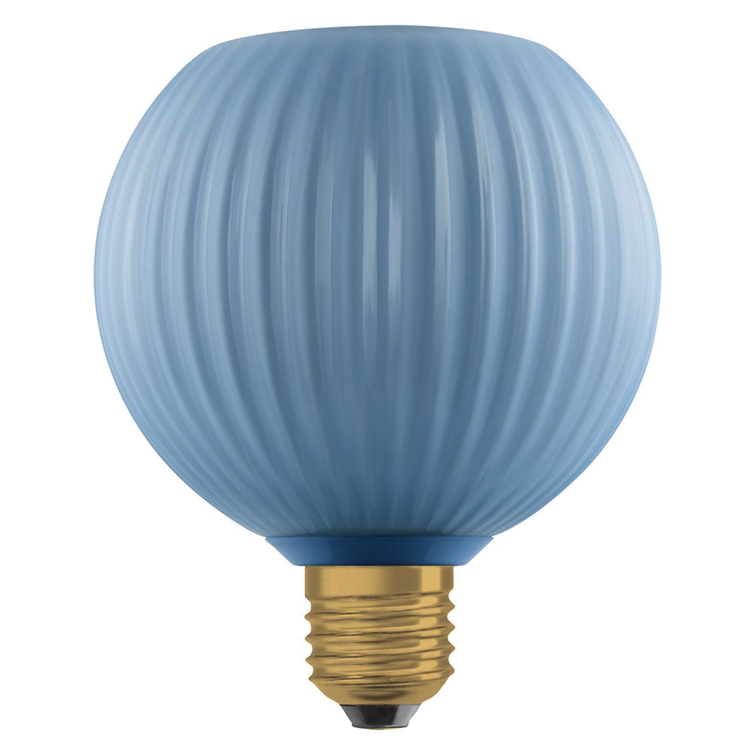 Licht-Erlebnisse LED-Leuchtmittel LAMP, E27, Warmweiß, Deko Lampe Riffelglas Blau E27 Ø 12.5 cm 2700 K 300 lm warmweiß