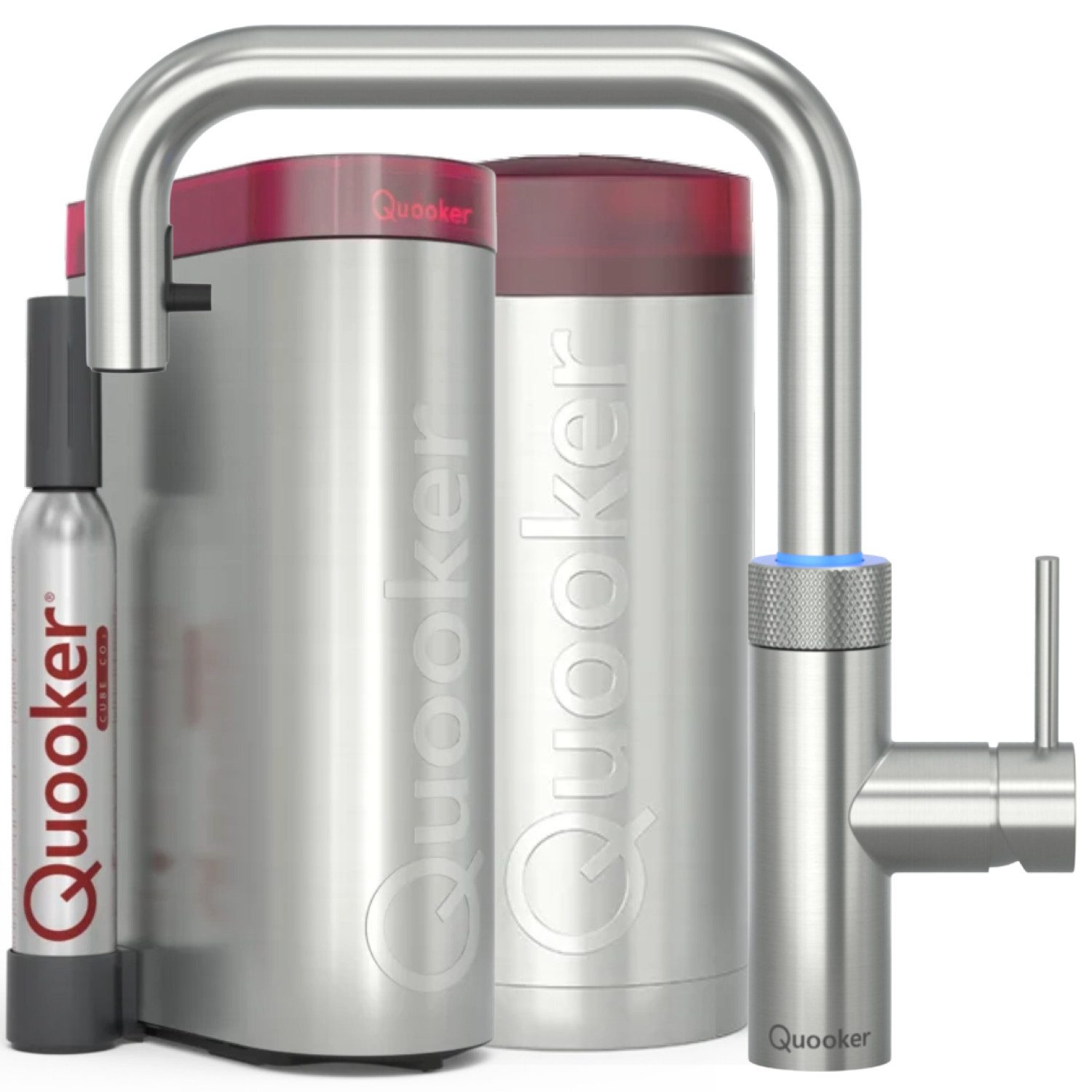 QUOOKER Küchenarmatur Flex Square, COMBI & CUBE, Voll-Edelstahl, FXSSST COMBI CUBE2, **inkl. CUBE Filter Starter Set** inkl. 7 JAHRE GARANTIE