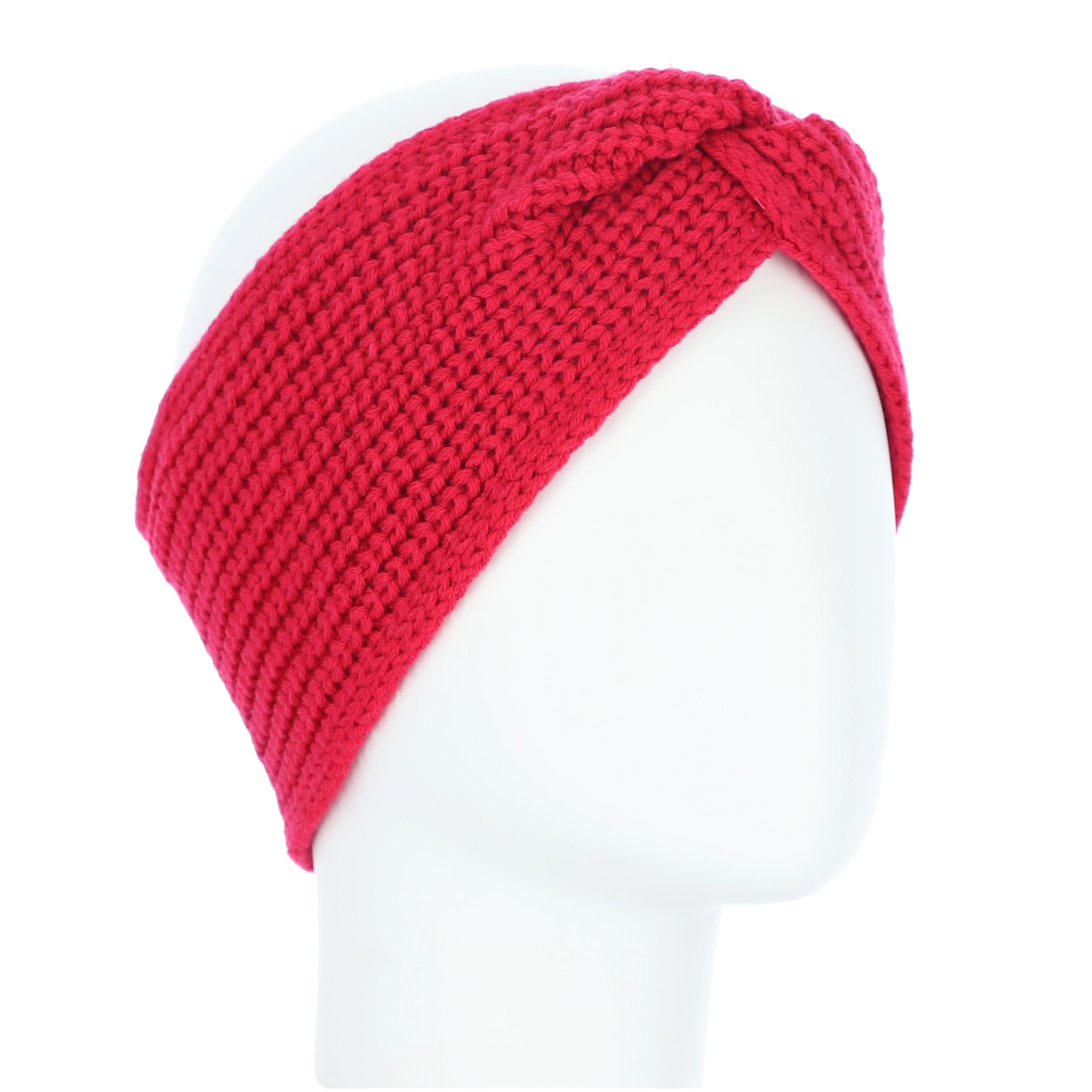 halsüberkopf Accessoires Stirnband Strickstirnband gekreuzt mit Rippe und Fleece magenta