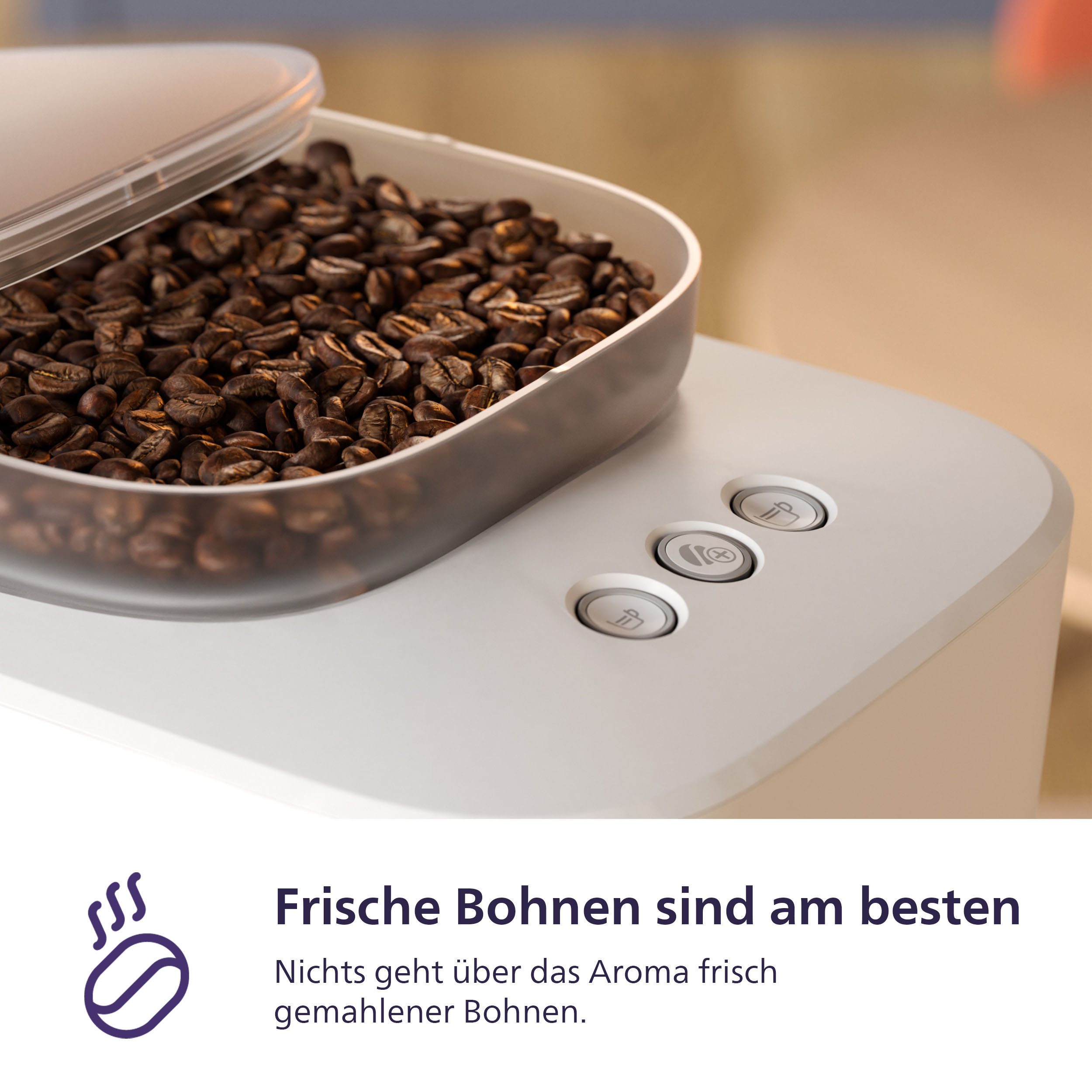 PHILIPS baristina Espressomaschine BAR308/00 mit Mahlwerk für ganze Bohnen, Milchaufschäumer inkl., 16 bar Pumpendruck, Naturweiß – Bild 4 von 5
